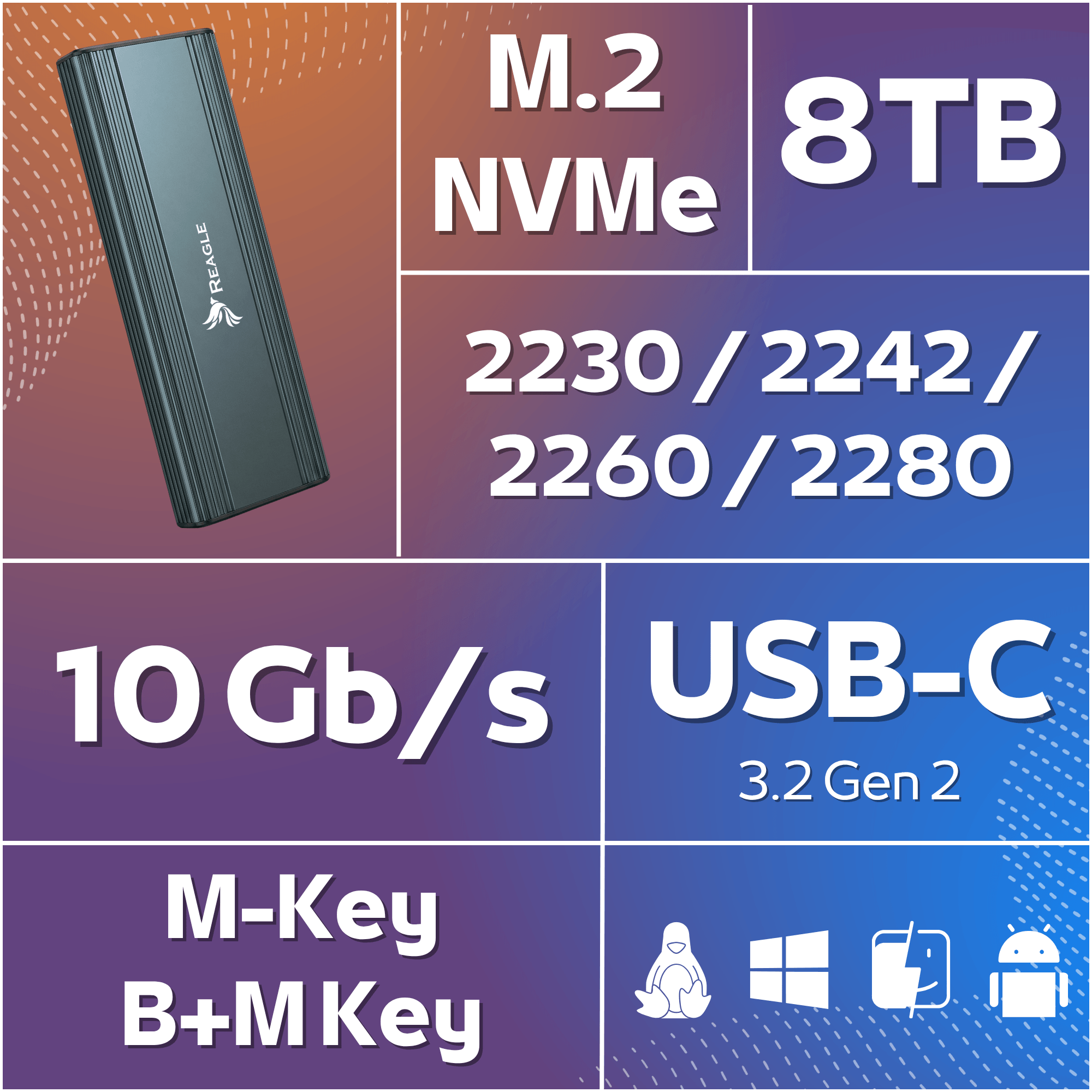 Kieszeń na dysk SSD M.2 NVMe PCIe USB-C 3.2 10Gbps