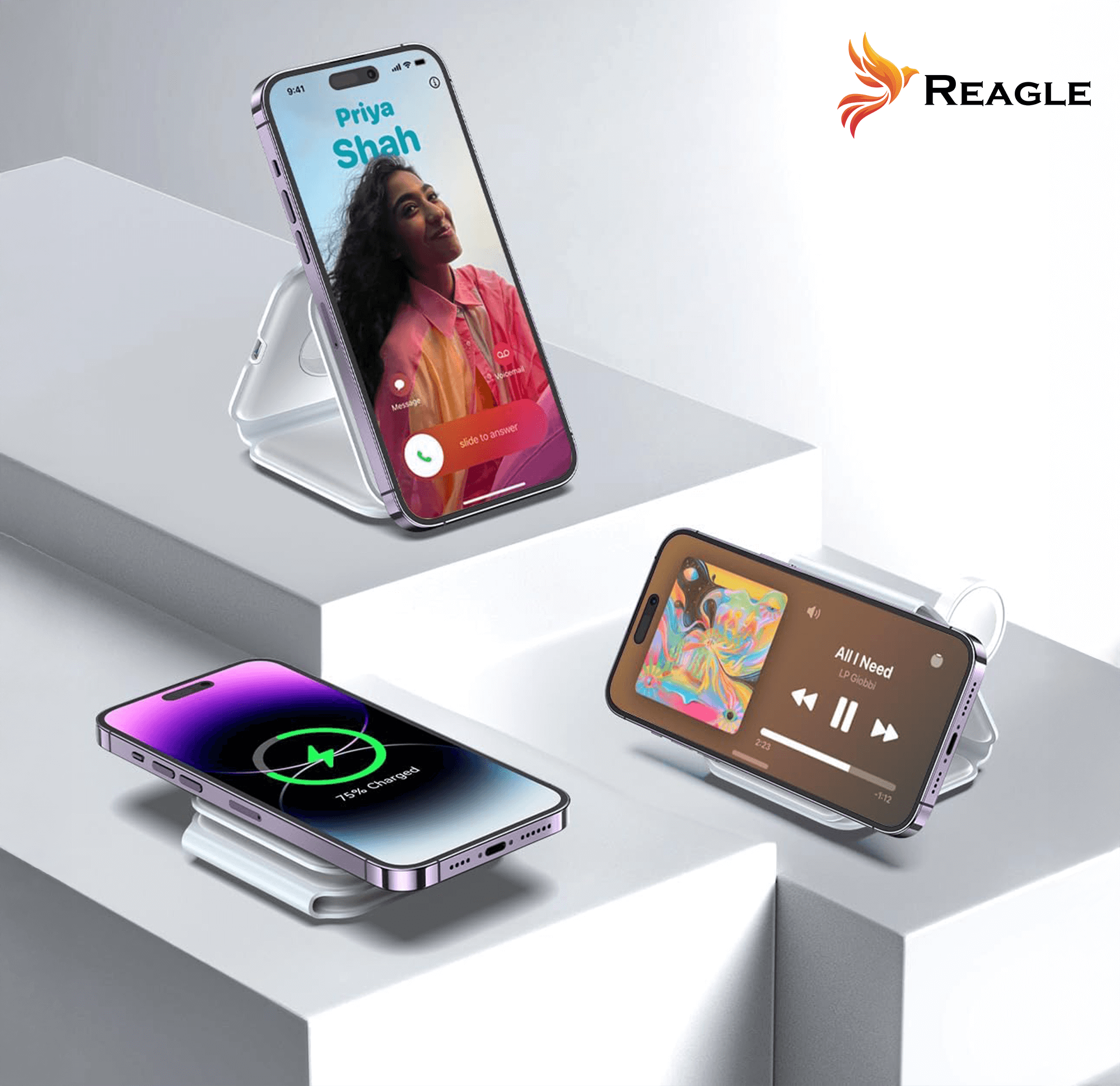 REAGLE SKŁADANA ŁADOWARKA INDUKCYJNA BEZPRZEWODOWA 3W1 MAGSAFE 15W IPHONE AIRPODS_3