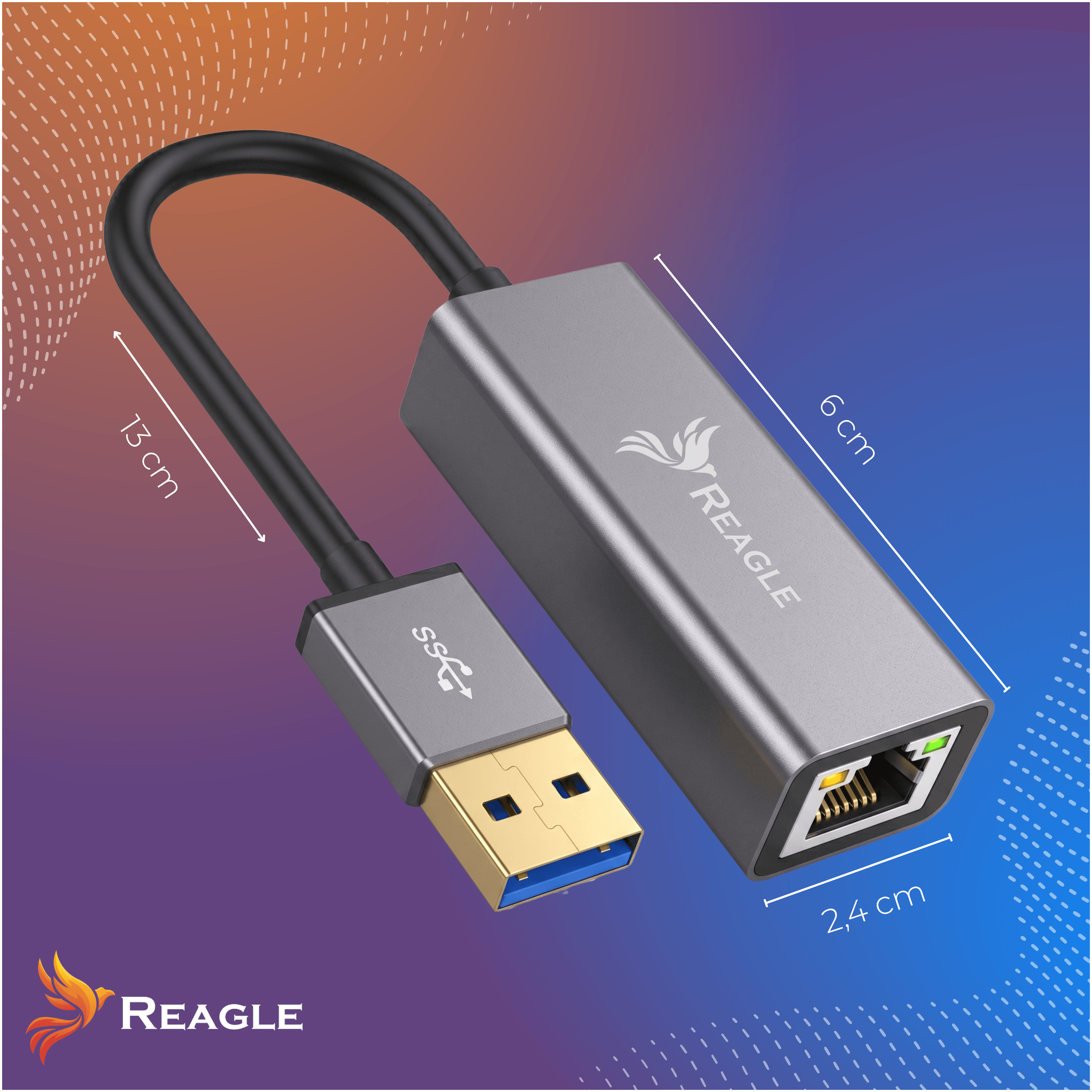 Adapter USB Ethernet LAN RJ45 Reagle Gigabit 1000 Mbps