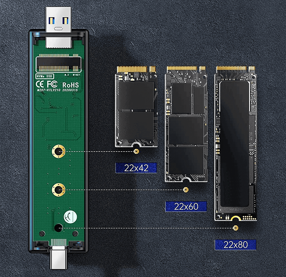 Reagle Obudowa 2w1 dysk SSD NVME PCIe M.2 USB i USB-C 3.2_1