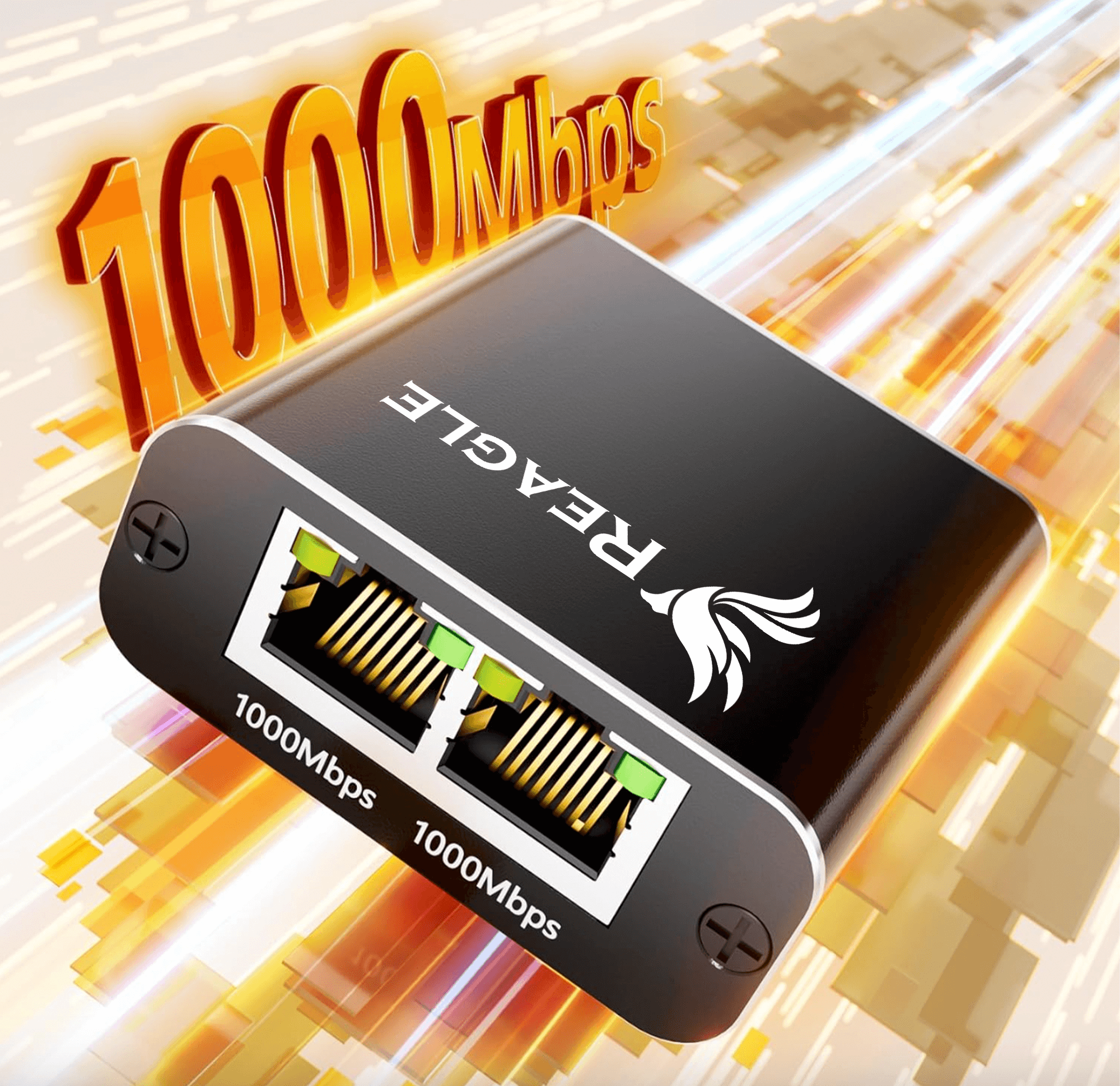 Reagle Adapter Rozdzielacz Switch Splitter LAN Ethernet RJ45 2xRJ45 1000M 1GB_3