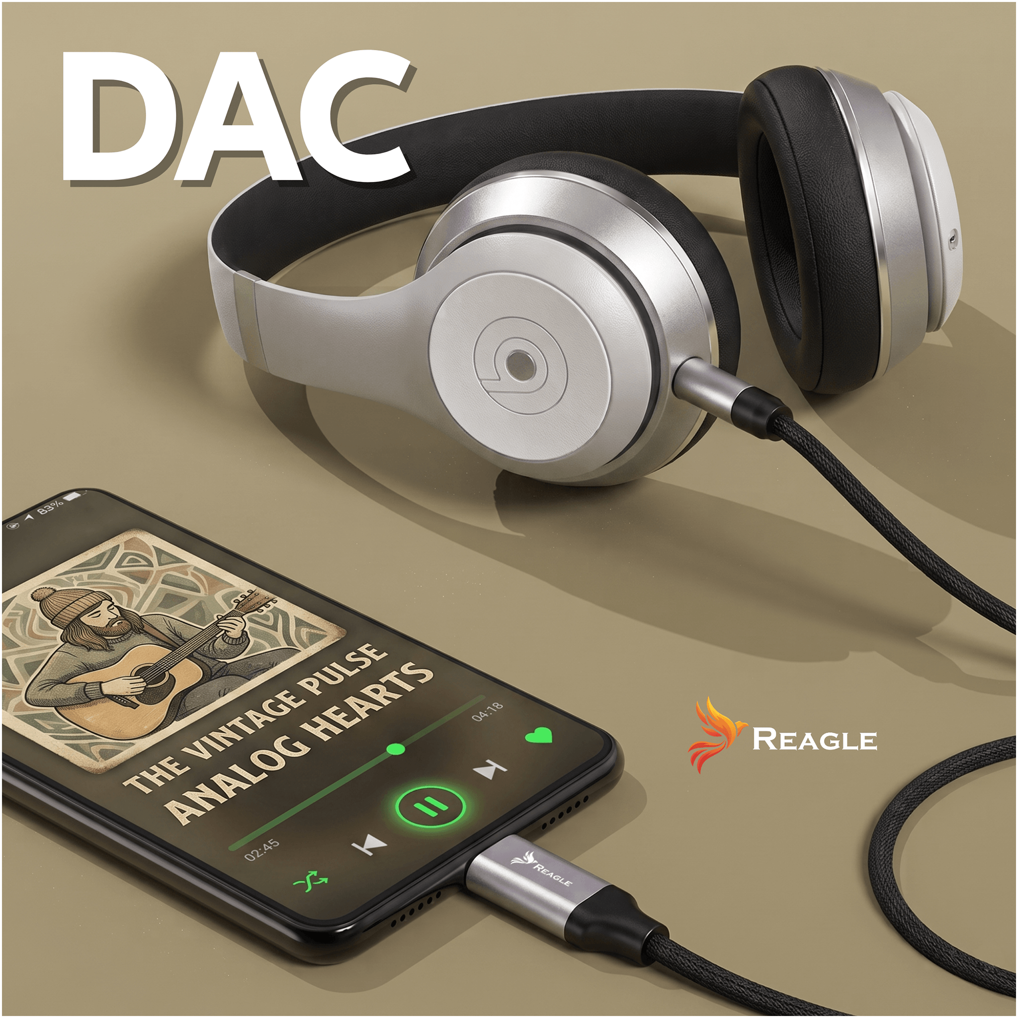 Kabel USB-C AUX Jack 3,5 mm Reagle RUCJ300P DAC Stereo HD