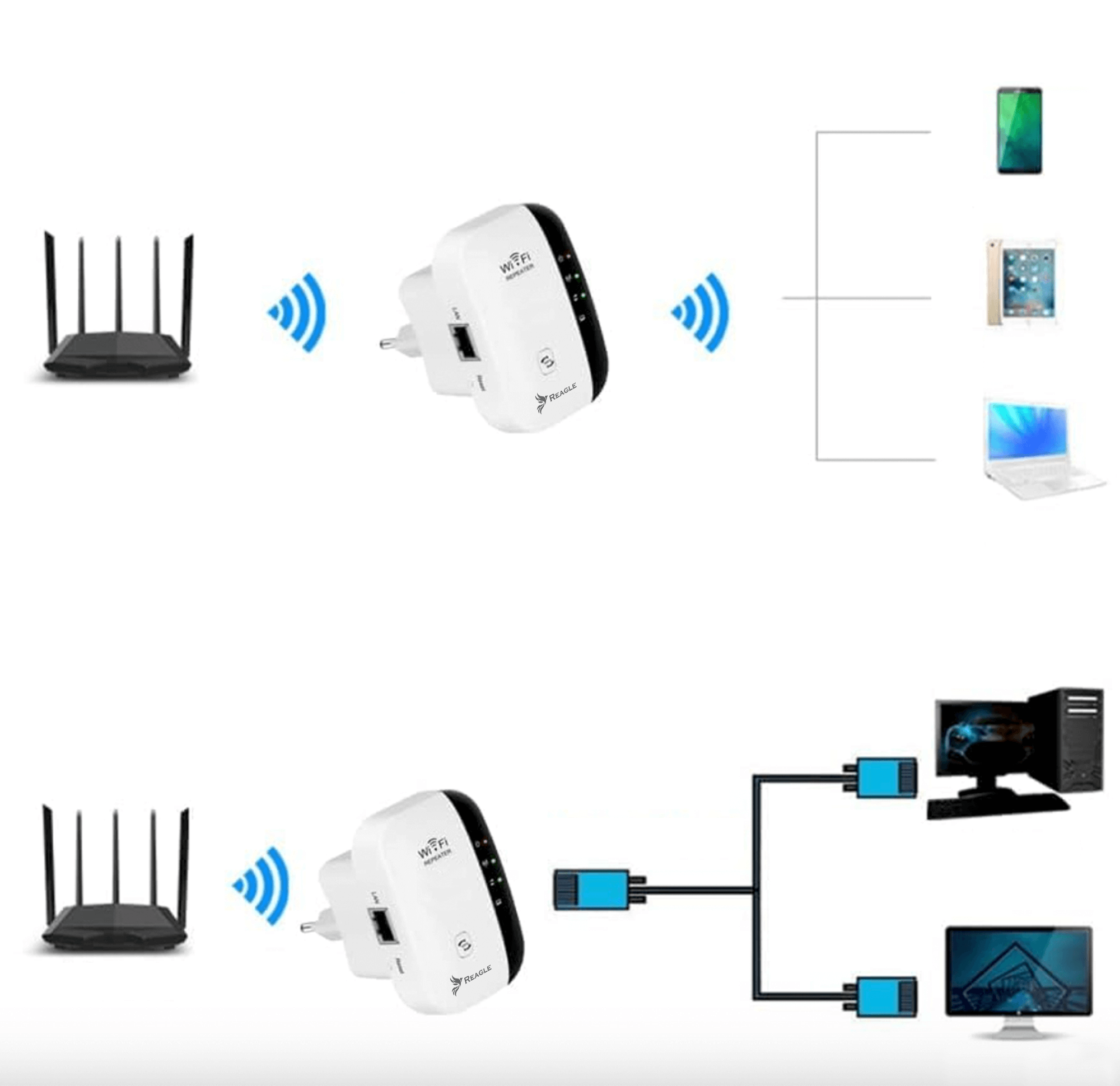 WZMACNIACZ SIECI SYGNAŁU WIFI 2.4 GHz 802.11n REAPETER 300MB/S EXTENDER 3w1_1