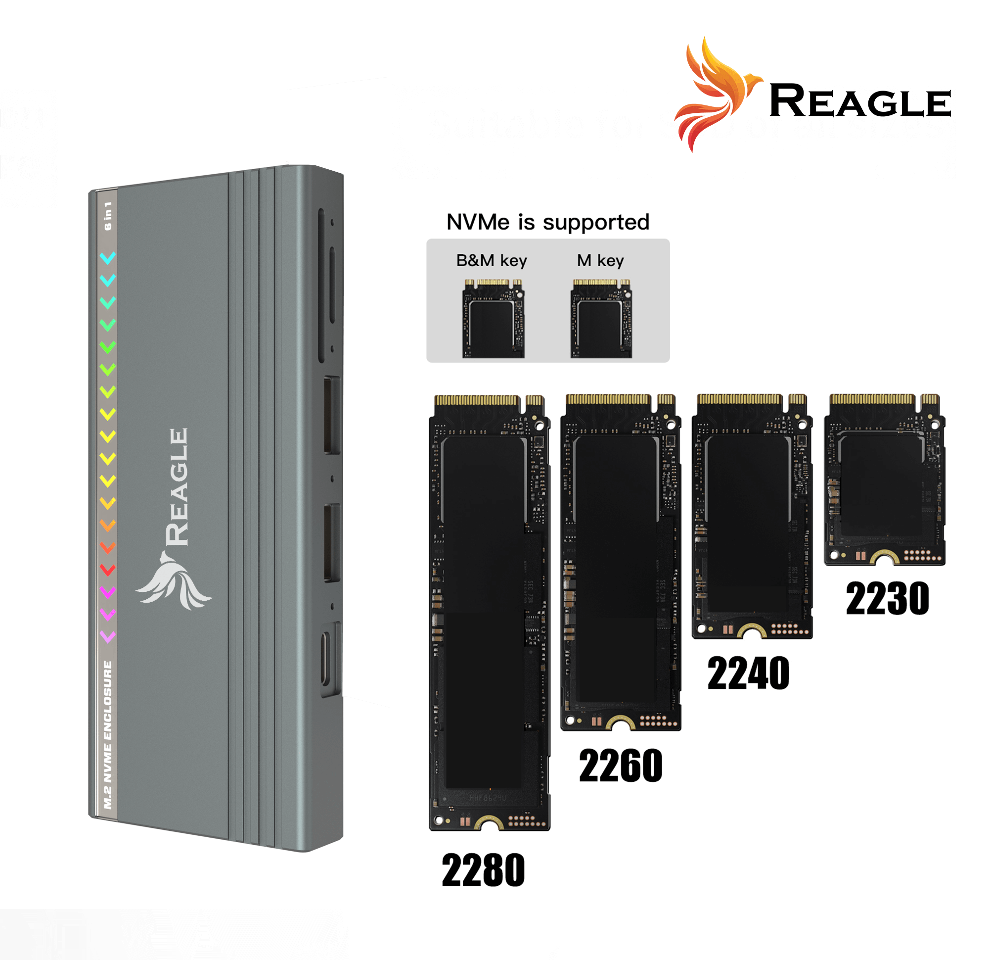 REAGLE Hub-Gehäuse für NVME SATA M.2 SSD USB-C 3.2 M2 Adapter Tasche_2