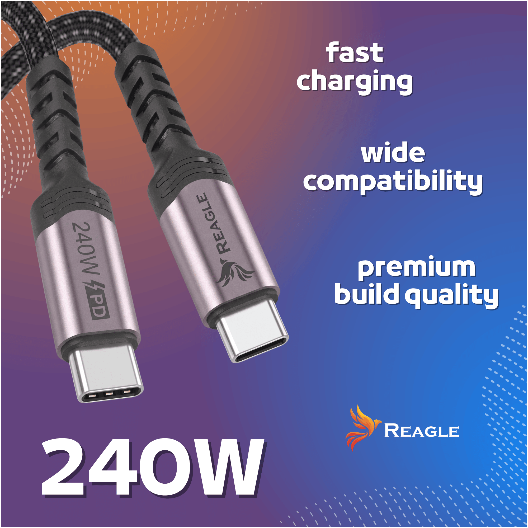 Reagle kabel USB-C PD 240W QC 4.0 50cm