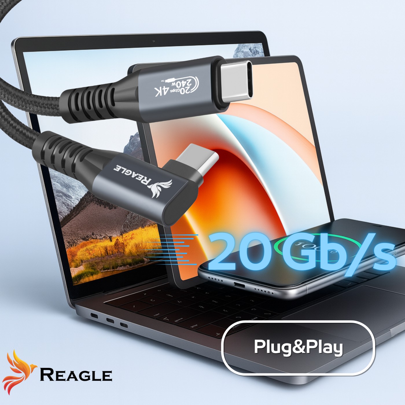 Kabel USB-C Reagle RUC50KM transfer danych 20 Gb/s