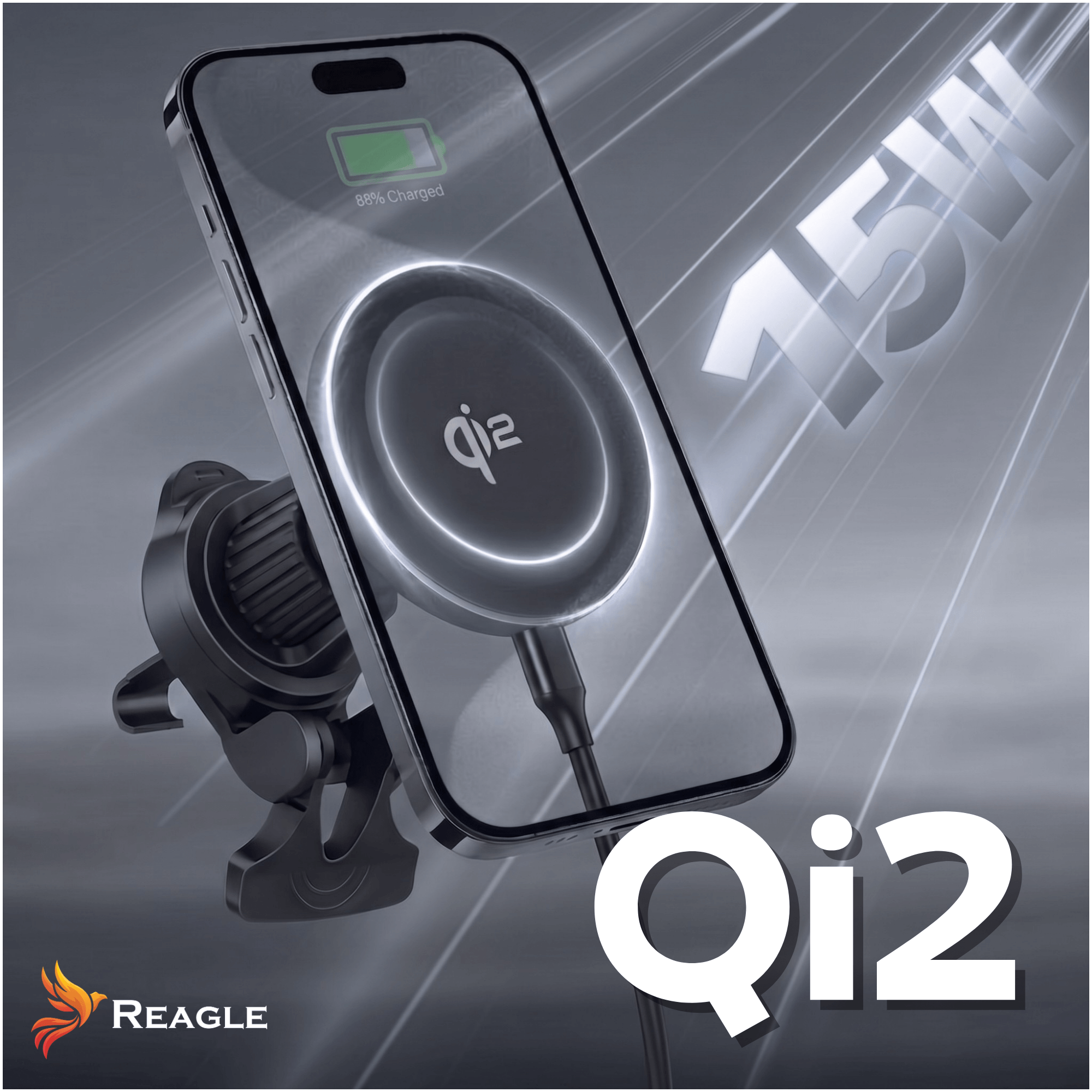 Reagle RCARHOLD6 ładowanie telefonu podczas jazdy z nawigacją Qi2 15W