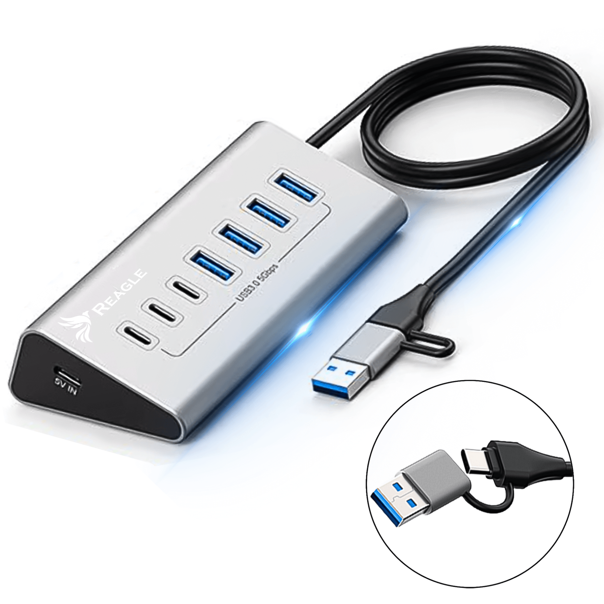 Reagle RHUB44AC aktywny hub USB 7 portów USB 3.2 Gen 1 USB-A USB-C