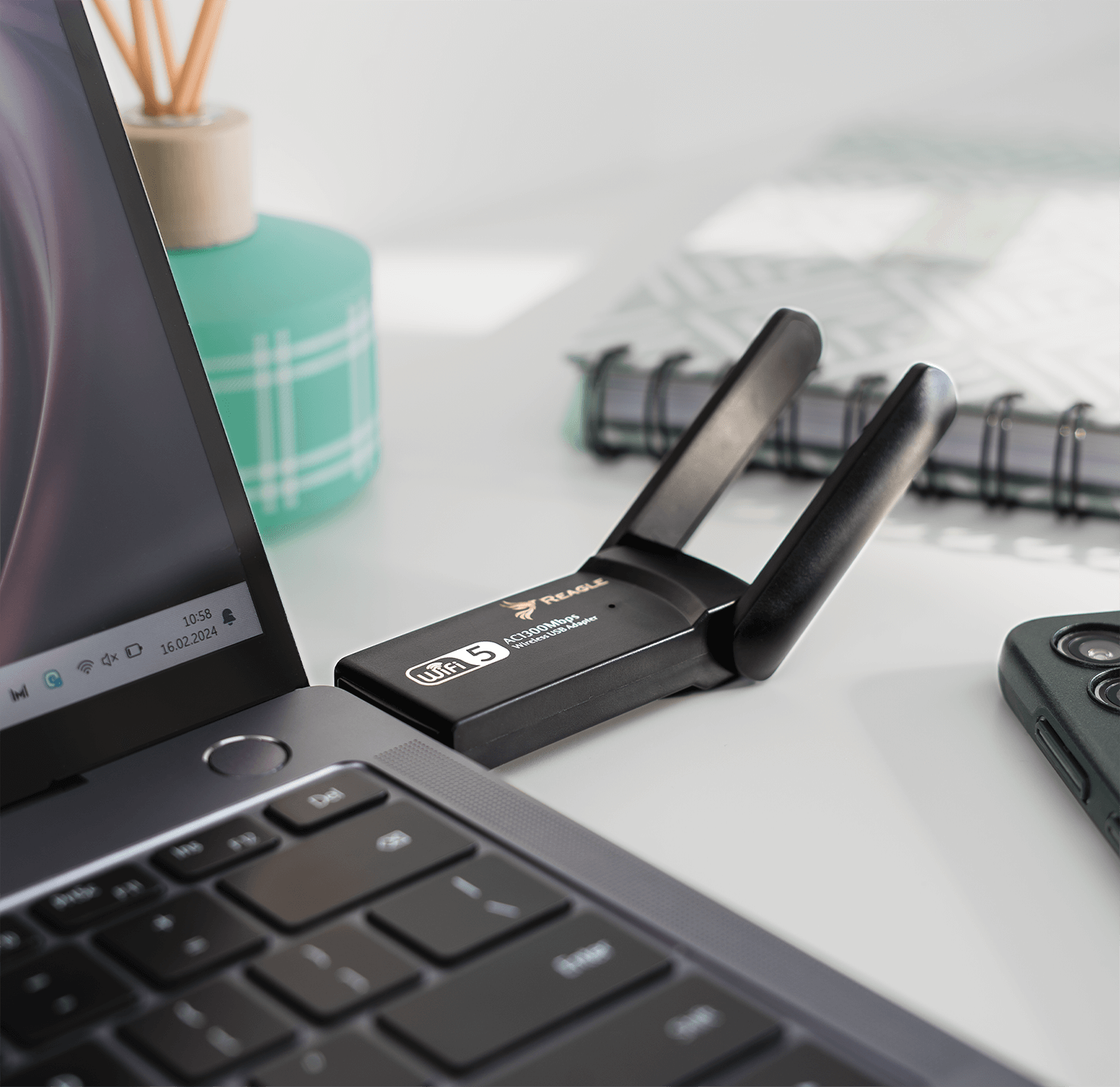 Zewnętrzna Karta Sieciowa WI-FI Adapter USB 3.2 WiFi 1300Mbps 2,4GHz 5GHz_3