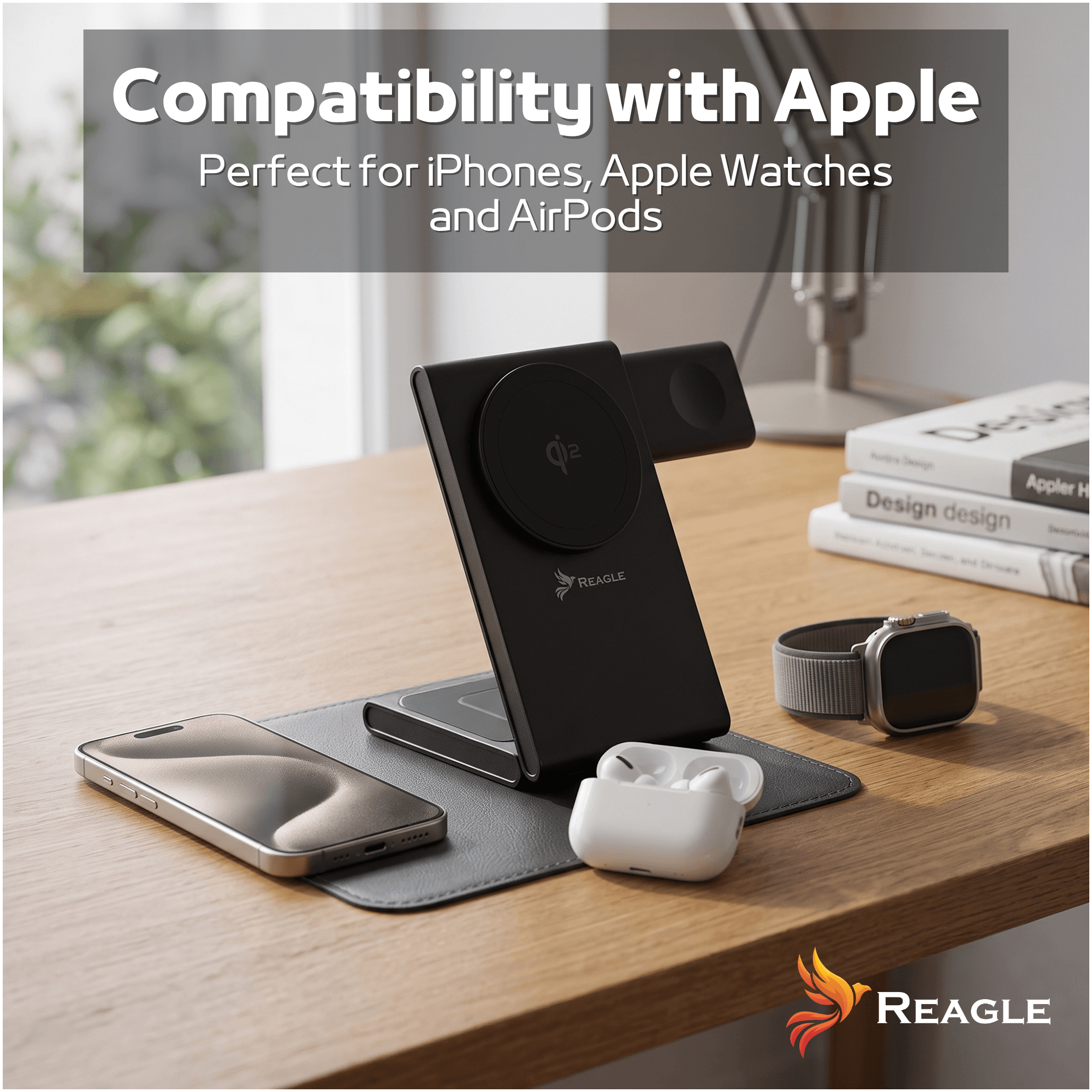 Ładowarka indukcyjna MagSafe Qi2 15W 3w1 czarna RCHARW51B