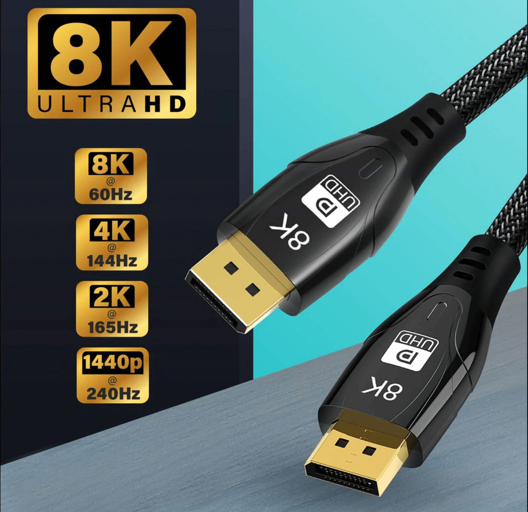 DisplayPort 1M Kabel 1.4 DP Reagle 8K@60Hz 4K@144Hz 2K@240Hz, FreeSync, G-Sync Display Port für Gaming Monitor Grafikkarte, 32,4 Gbit/s HDR10, VESA-Zertifiziert, Aluminium Legierung & Nylon_1
