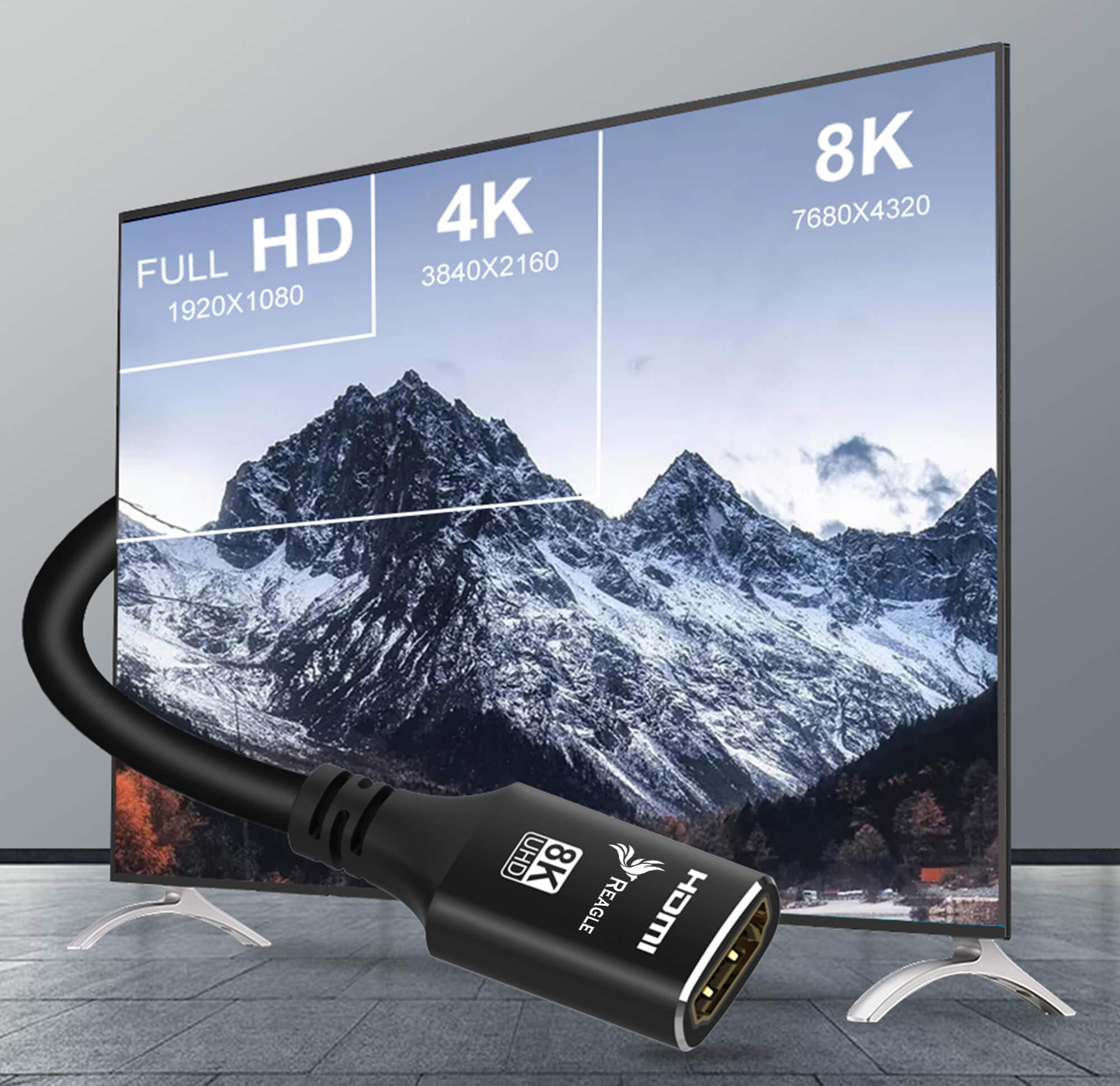 Reagle Przedłużacz Kabel Adapter HDMI 2.1 4K 144Hz 1,5M_1
