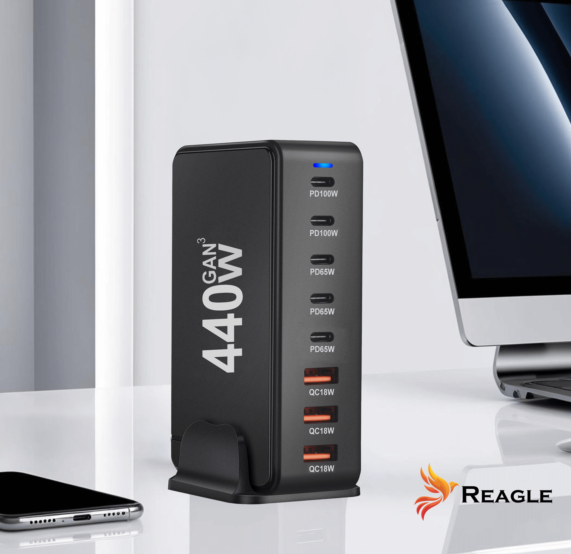 Reagle GaN III 440W 8 portów ładowarka USB