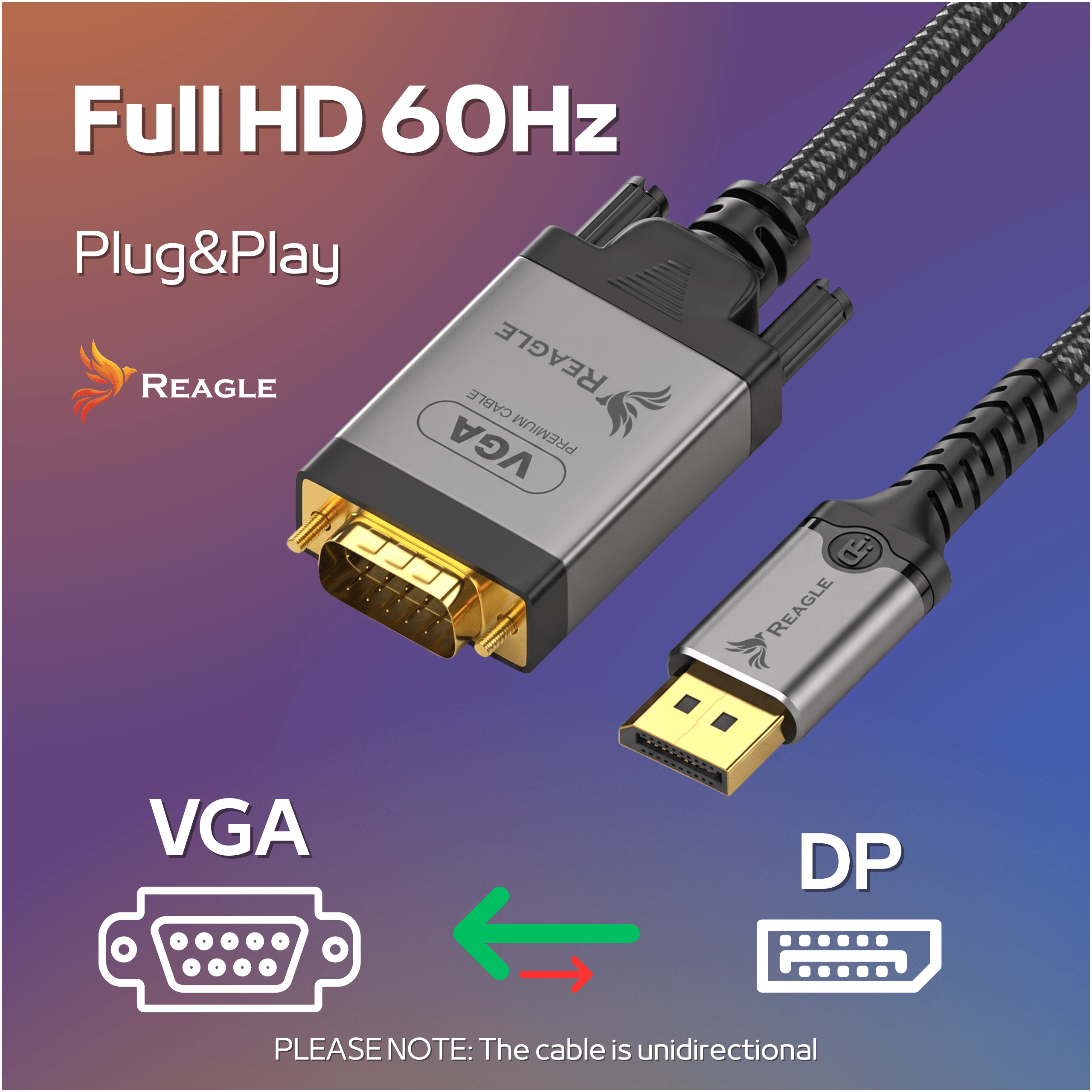 Kabel DisplayPort na VGA, 2 m, Full HD 1080p 60Hz