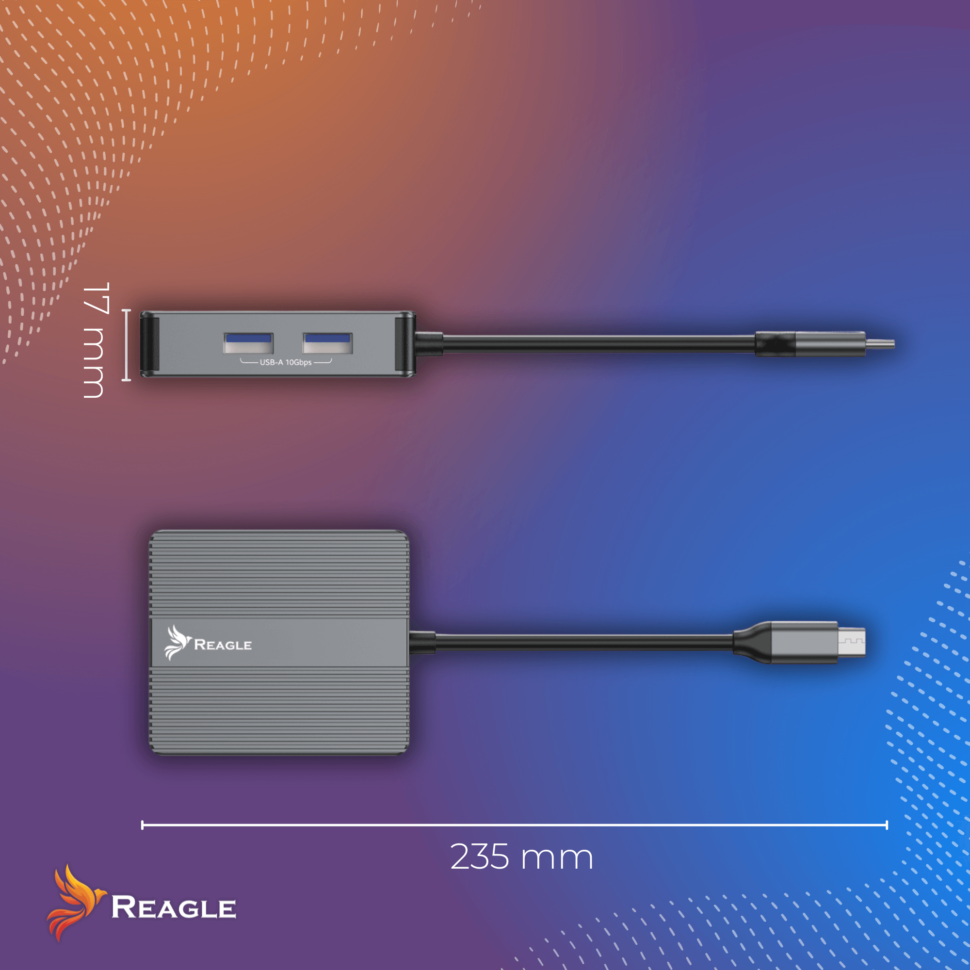 Hub USB-C Reagle 7w1 HDMI 4K 60Hz PD 100W USB 3.2 LAN RJ45