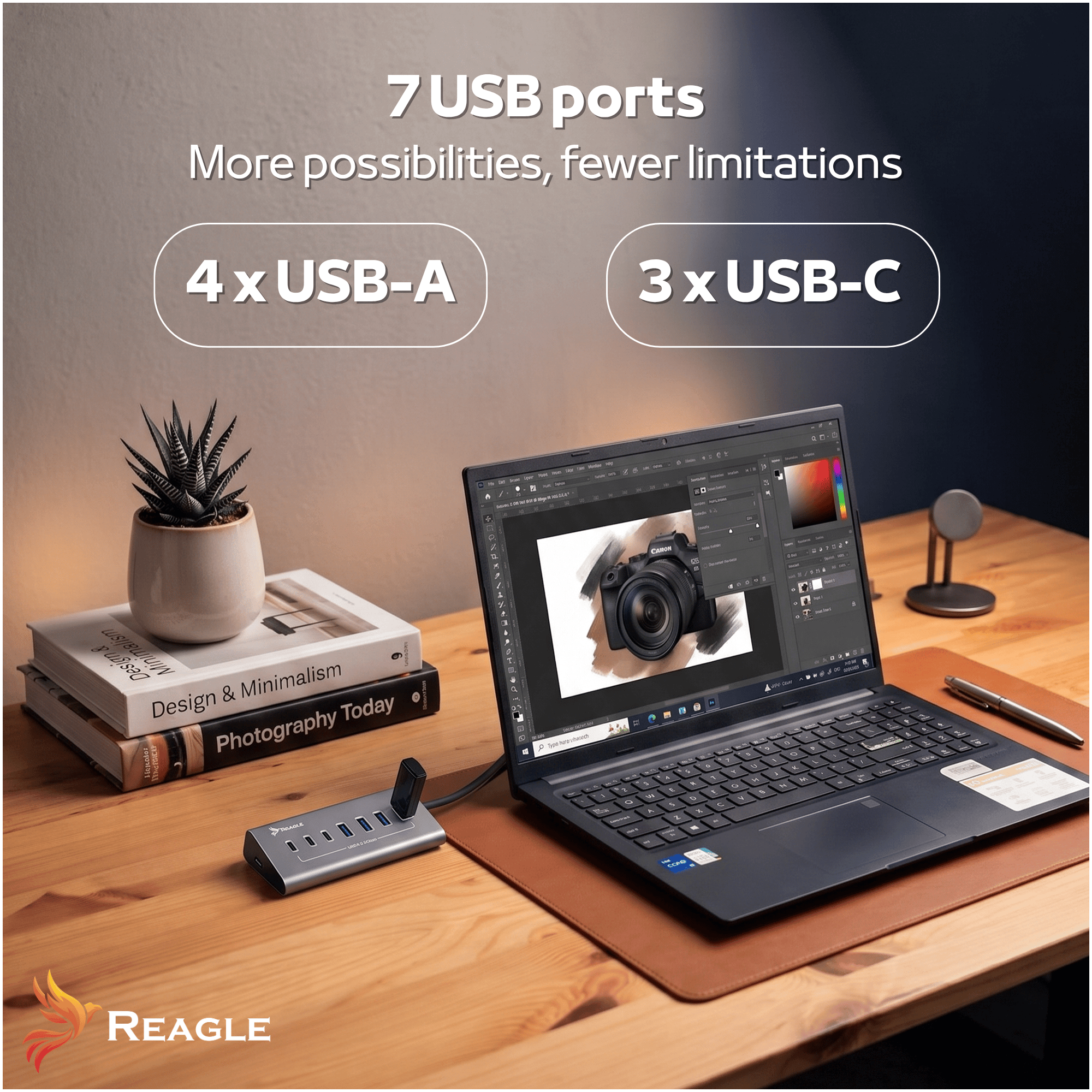 Reagle RHUB44AC hub USB 7w1