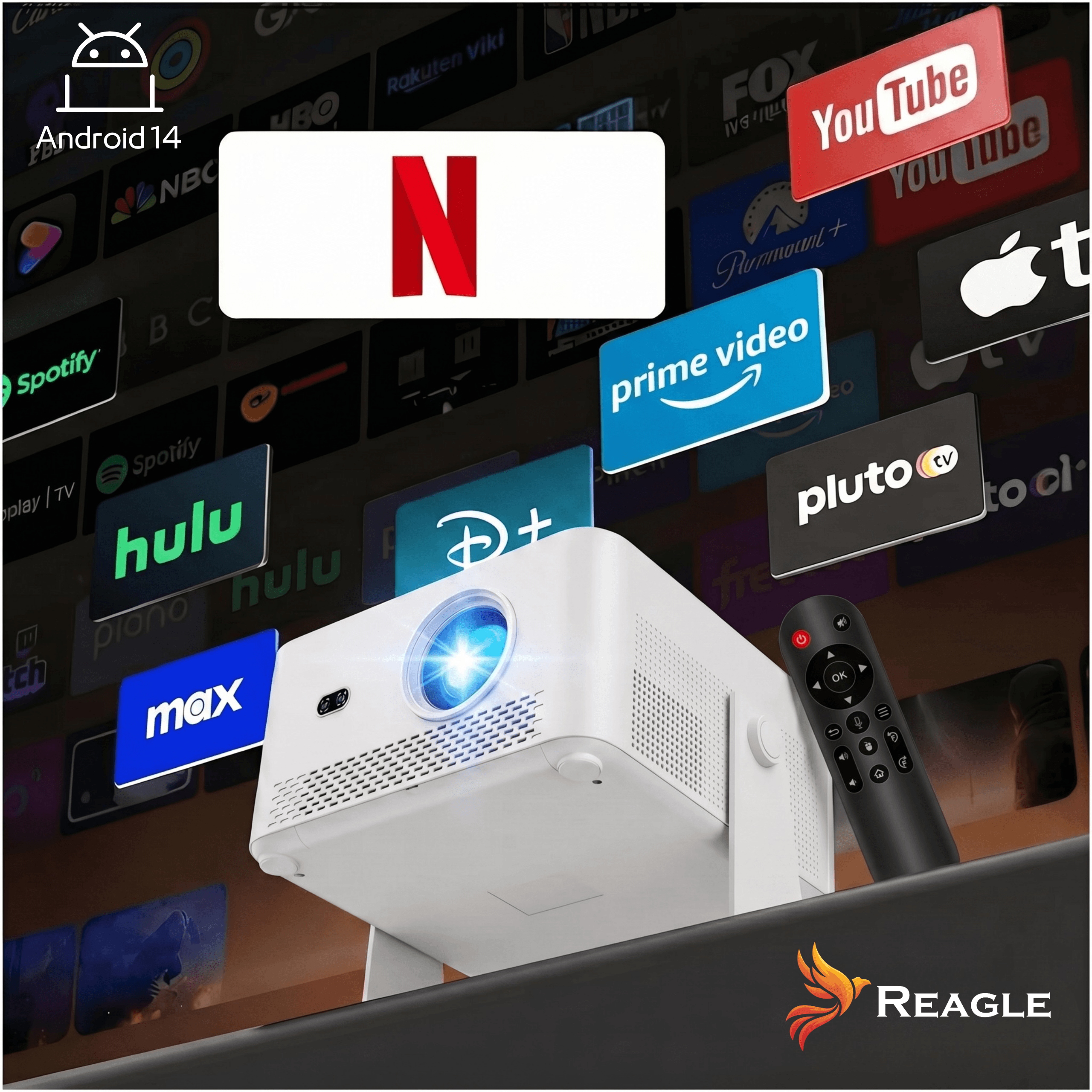 Reagle R-MOVIELUM-P60 Android 14 aplikacje streamingowe