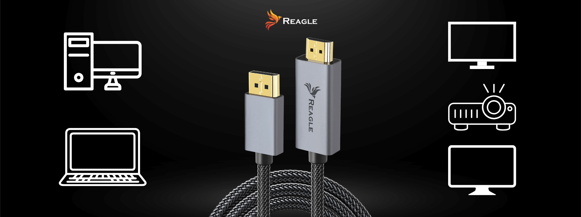 REAGLE KABEL DISPLAY PORT do HDMI DP PRO DisplayPort 4K 2K HDR PRZEWÓD 1M_1