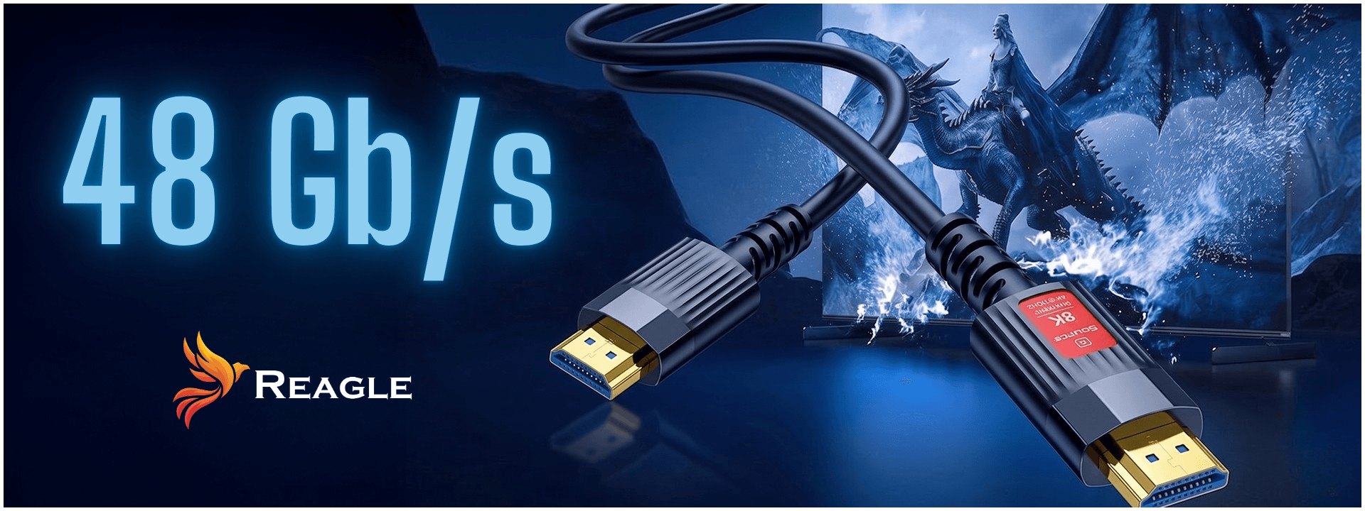 Optyczny kabel HDMI 2.1 AOC Reagle 10m 48Gbps 8K