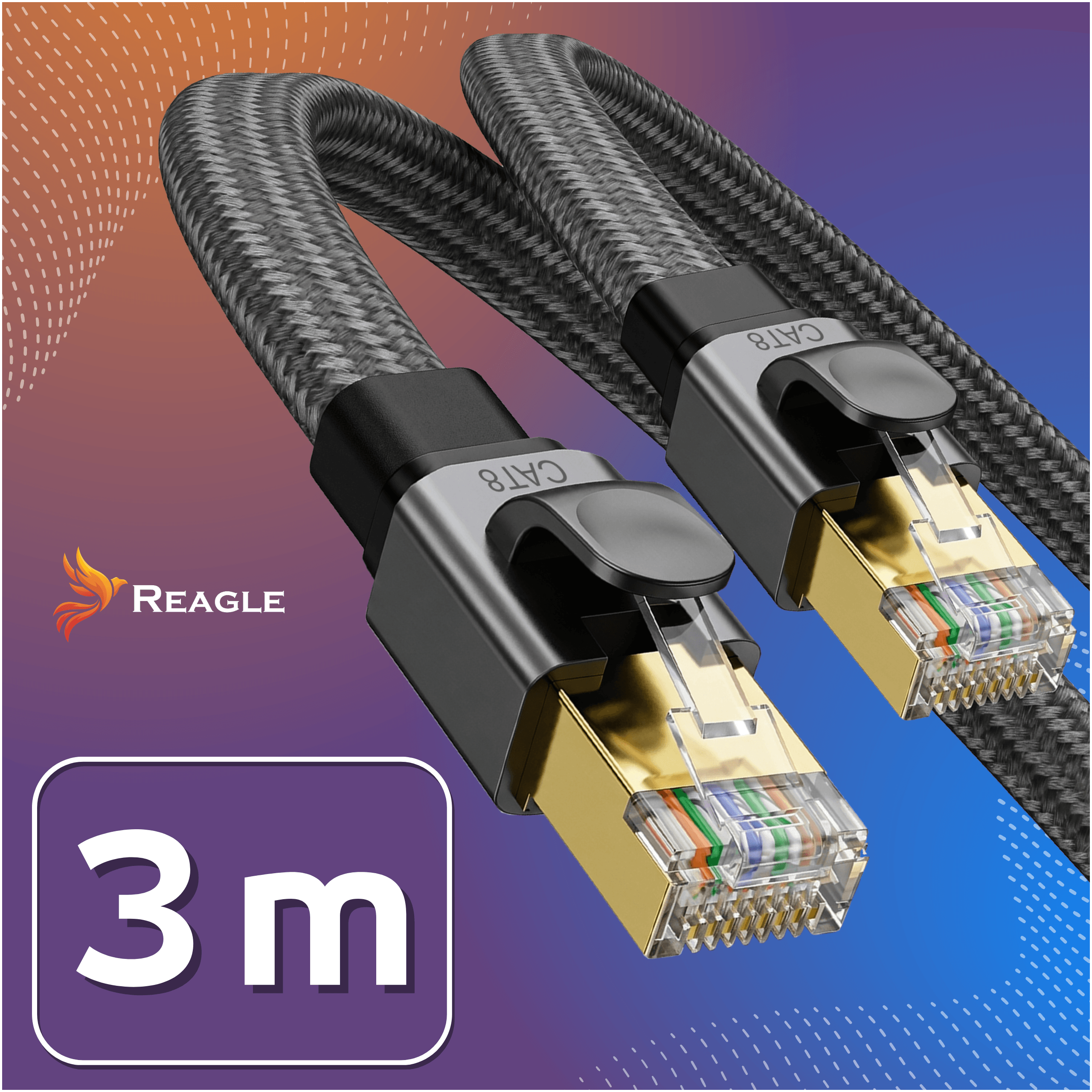 Reagle RE300P kabel Ethernet Cat 8 3m RJ45