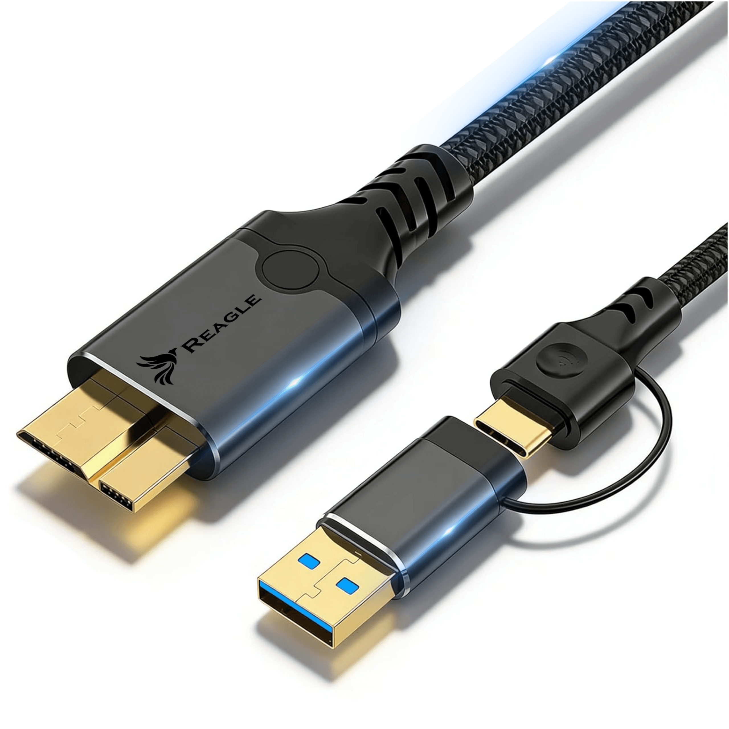 Kabel Reagle USB-A USB-C do micro USB-B 10 Gb/s, 50 cm