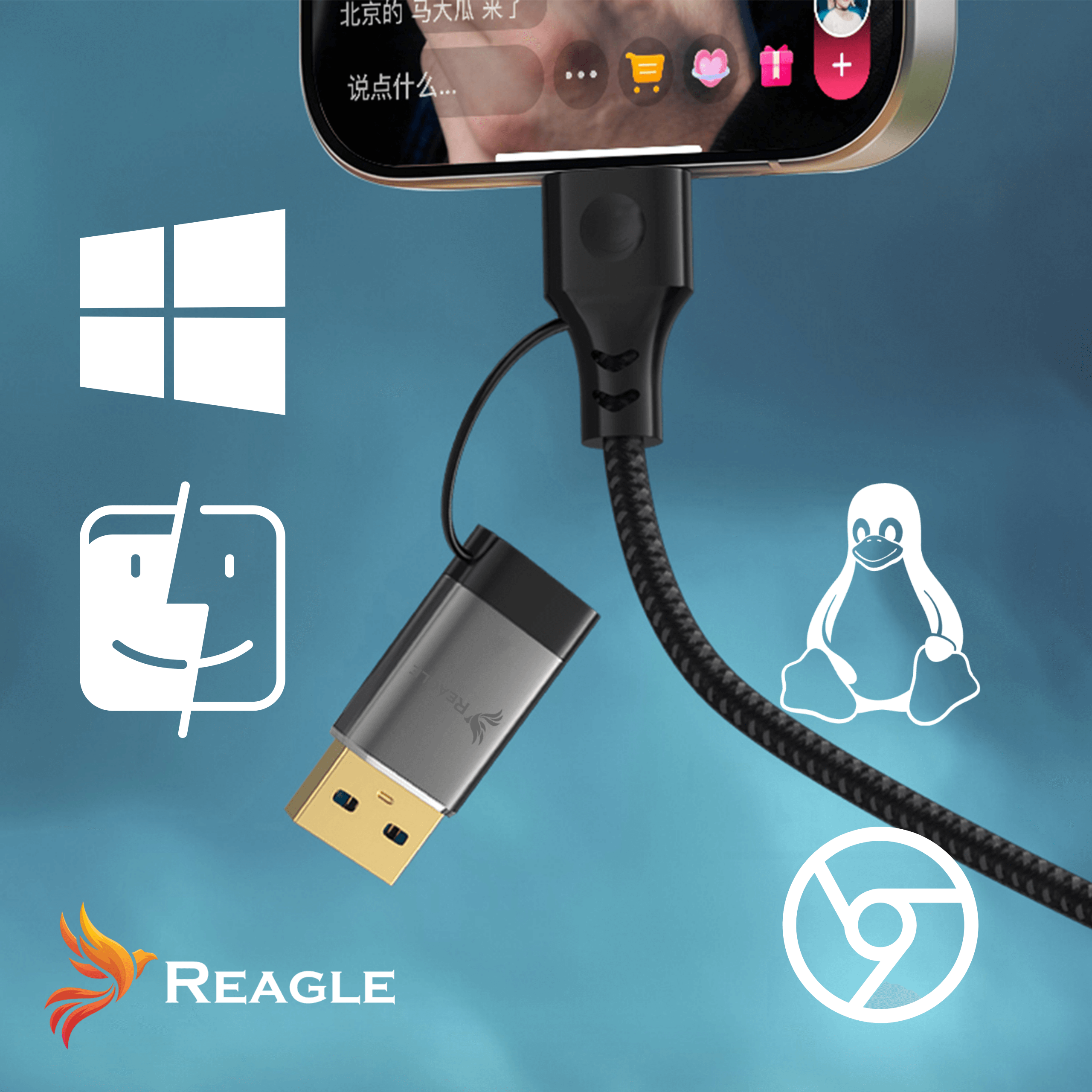 Reagle RUARJ100M złącza USB C USB A Ethernet