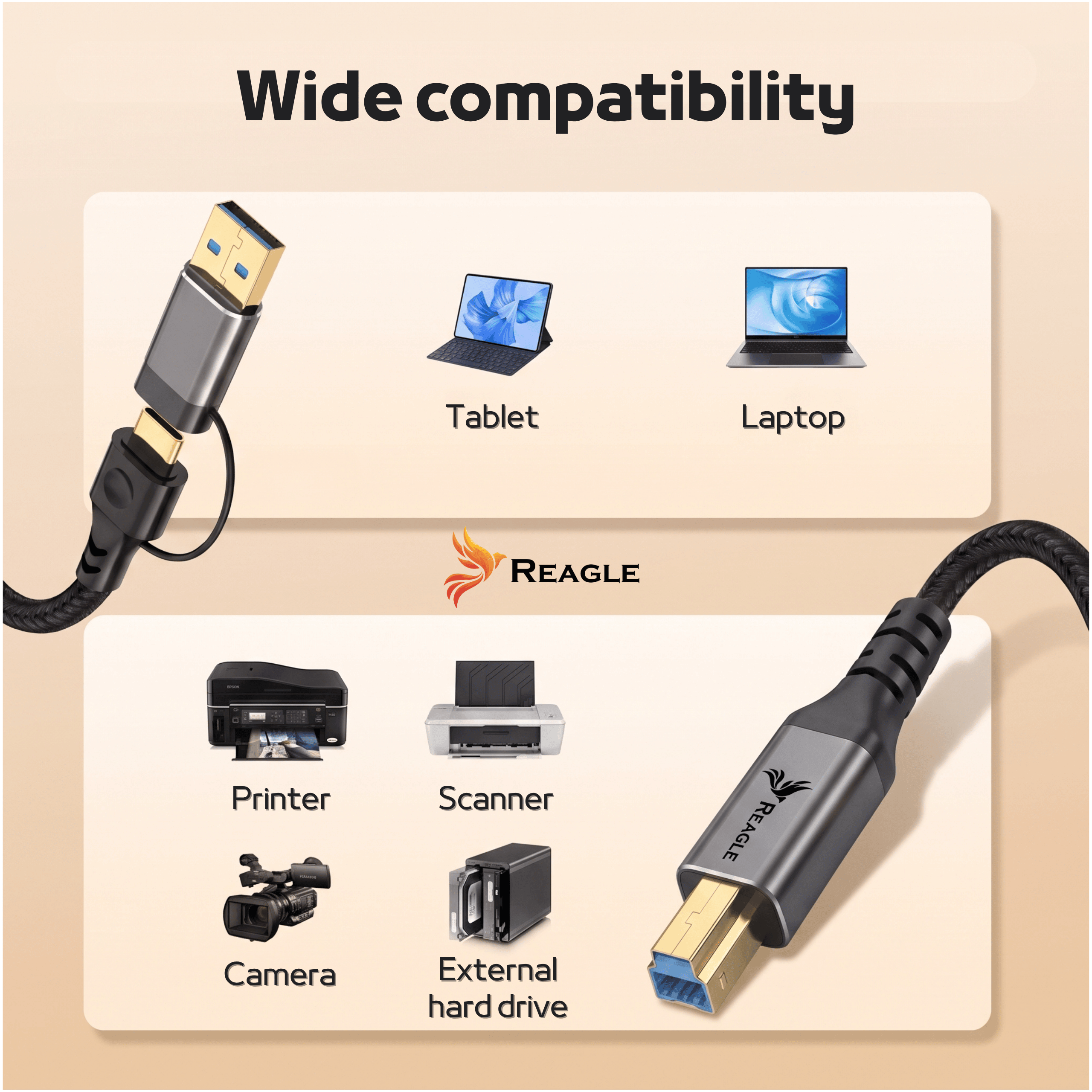 Reagle RUACB100P kabel USB do drukarki