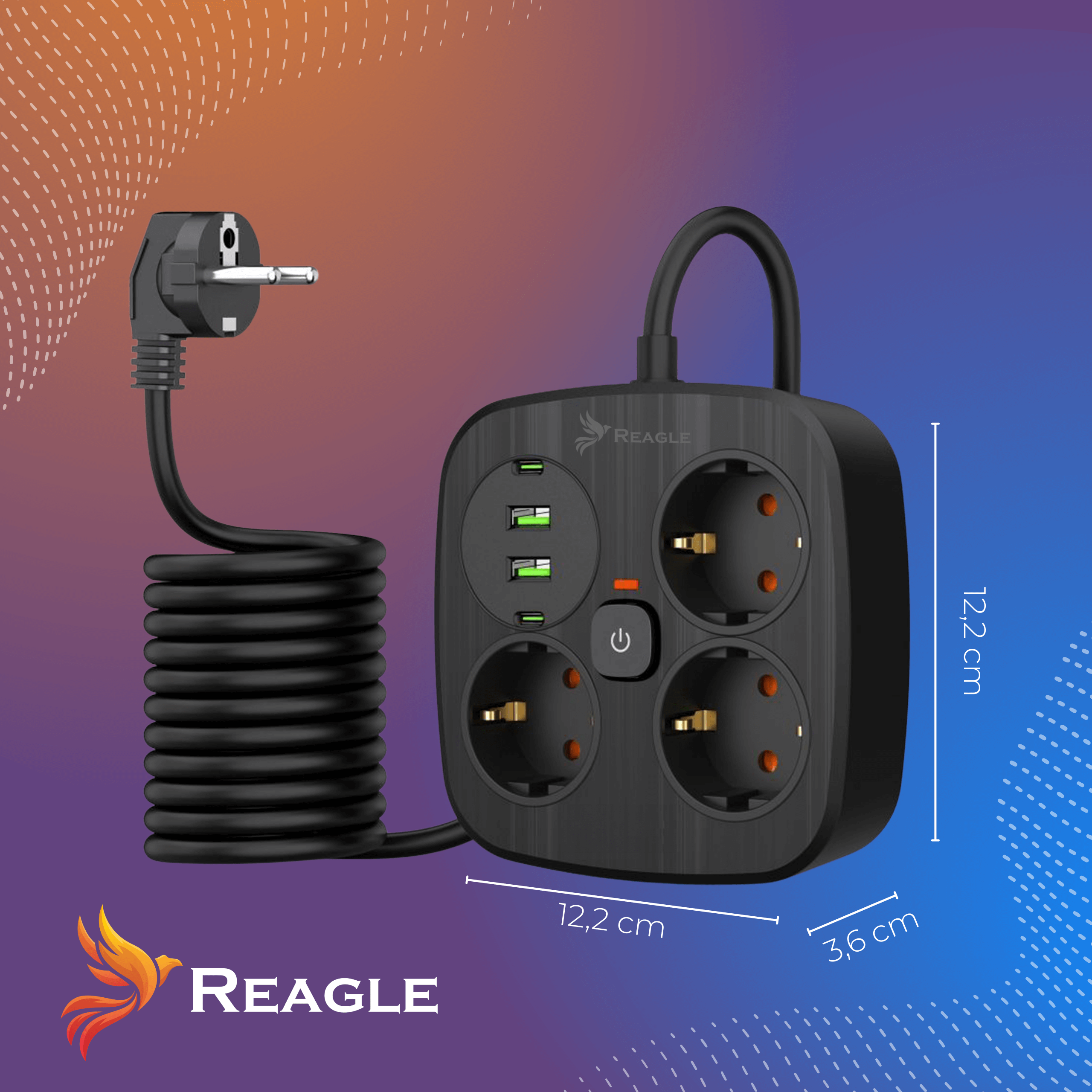 Reagle RSTRIP31 czarna listwa zasilająca trudnopalny materiał LED