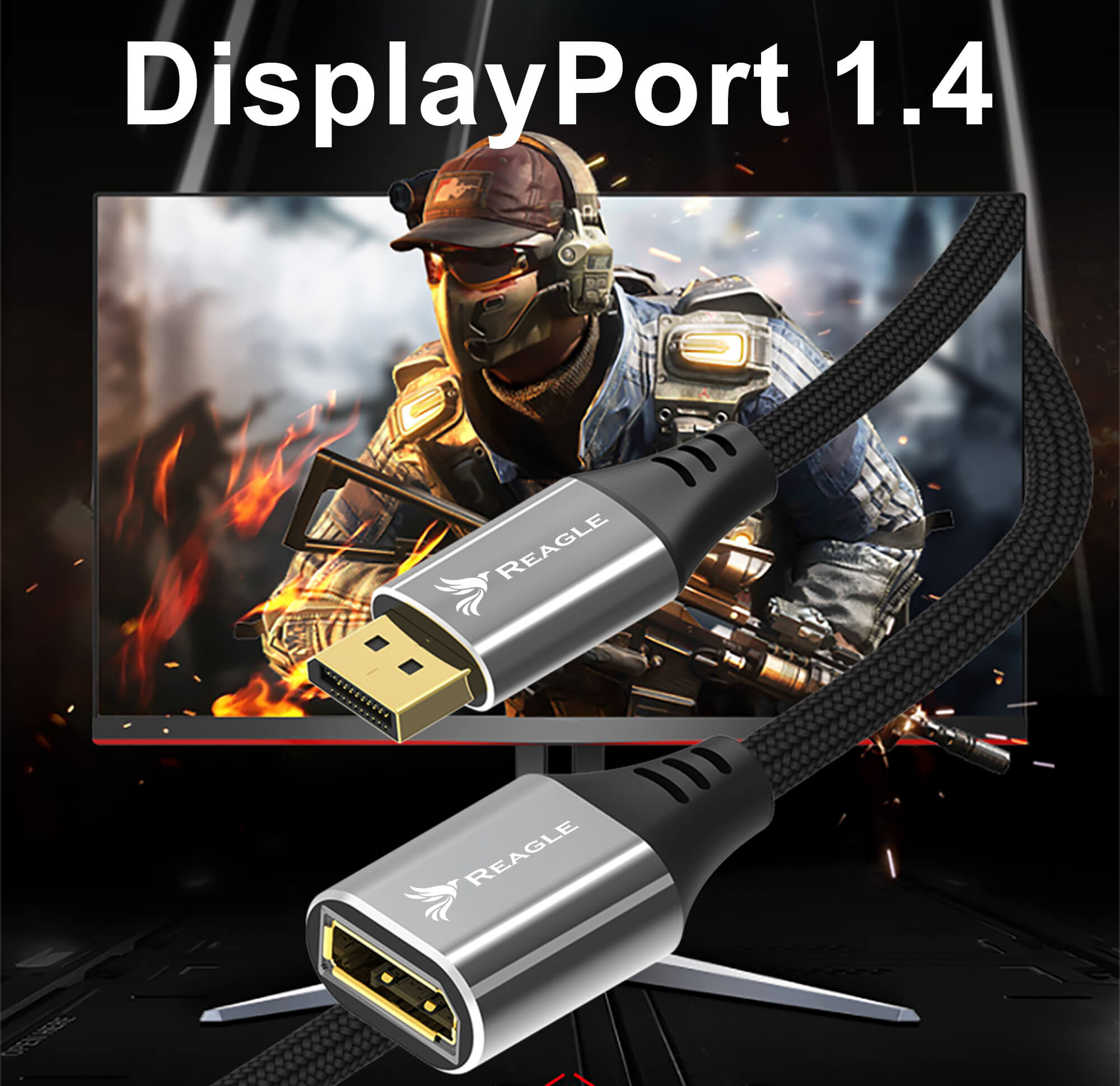 Reagle Przedłużacz DisplayPort 1.4 DP 8K 4K@144Hz 50 CM_1