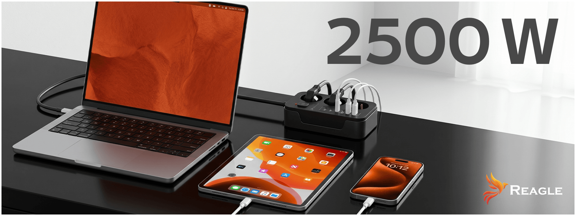 Listwa zasilająca 3 m 3 gniazda 6x USB biały