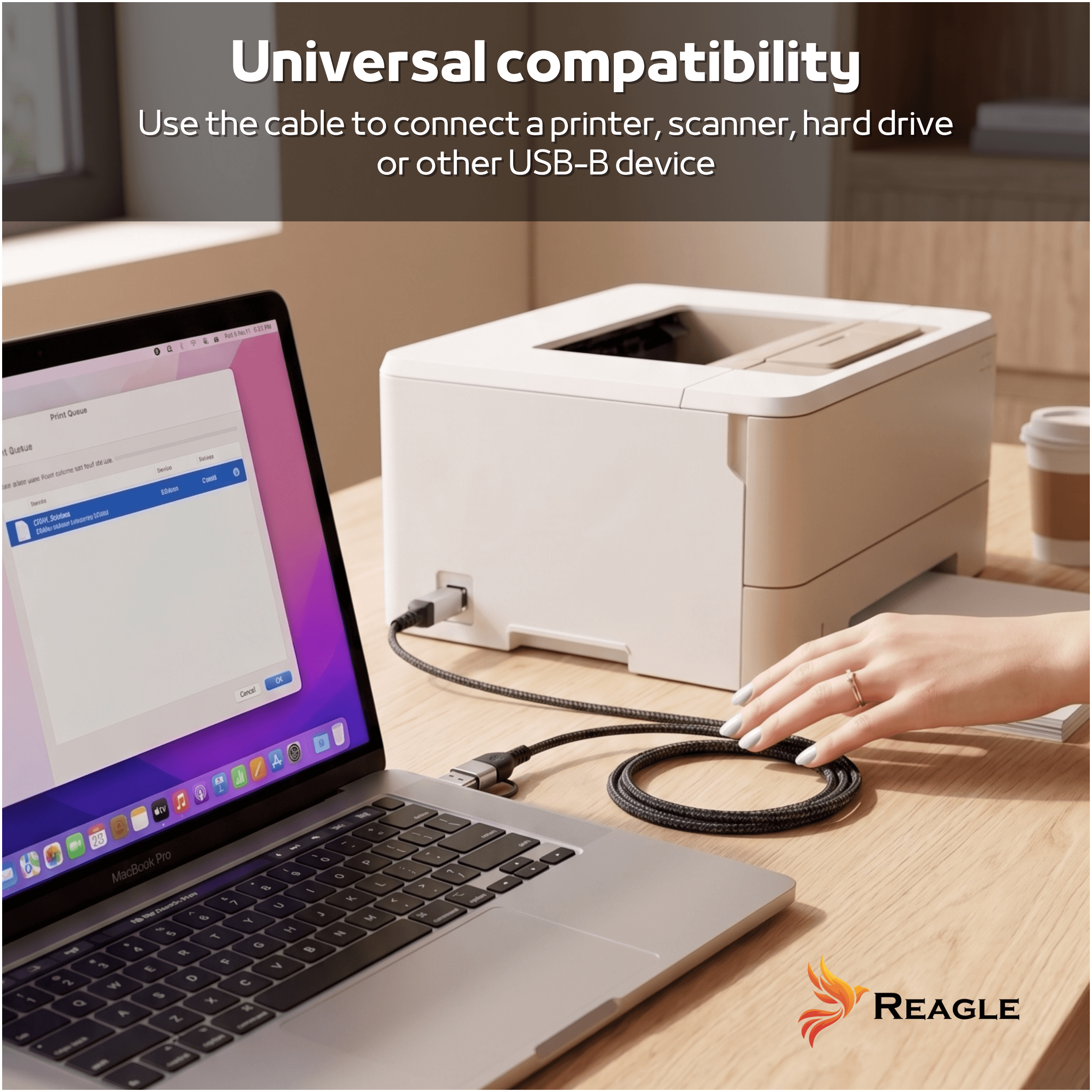 Kabel USB 2w1: USB-A do USB-B i USB-C, 2 m