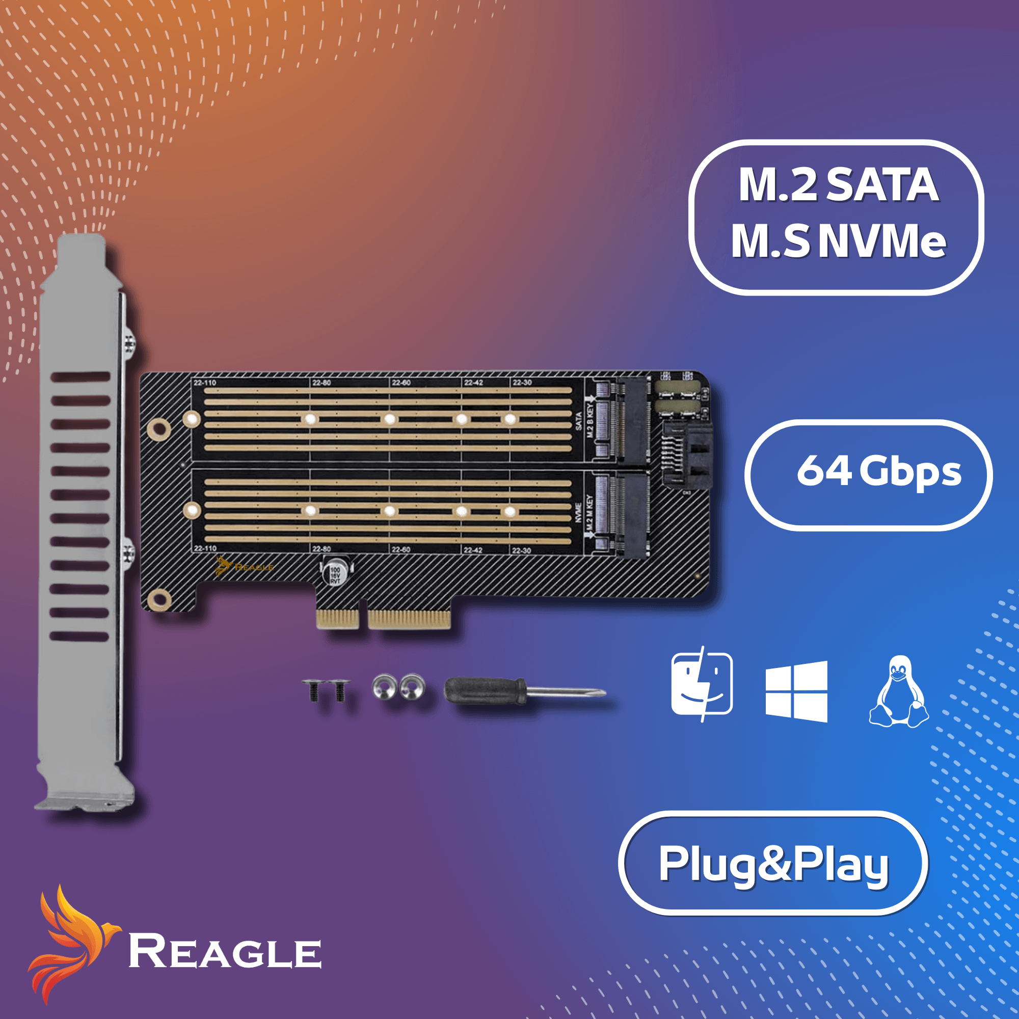 Adapter SSD M.2 Reagle PCIe 4.0 x4 NVMe SATA