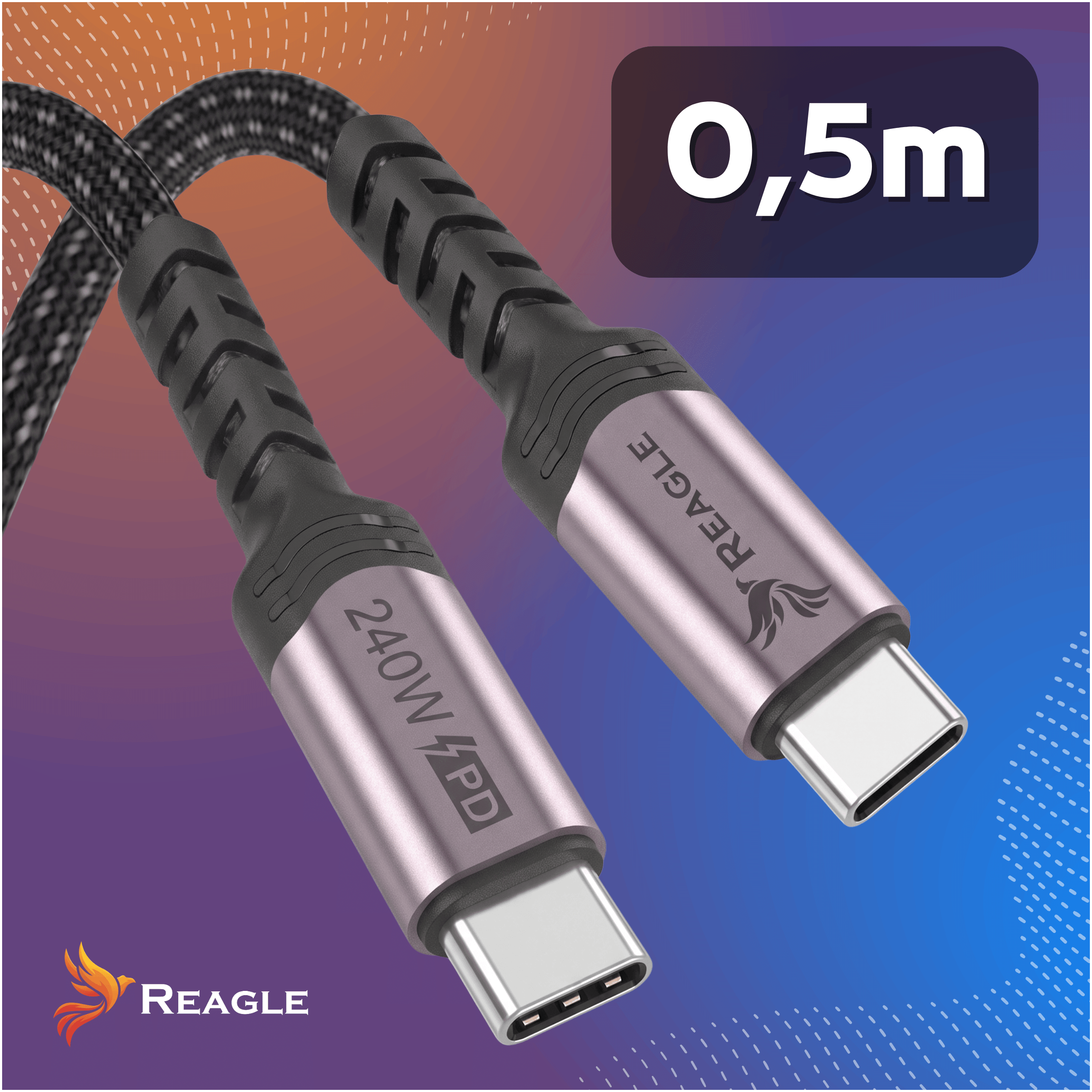 Reagle USB C kabel PD 240W QC 4.0 50cm