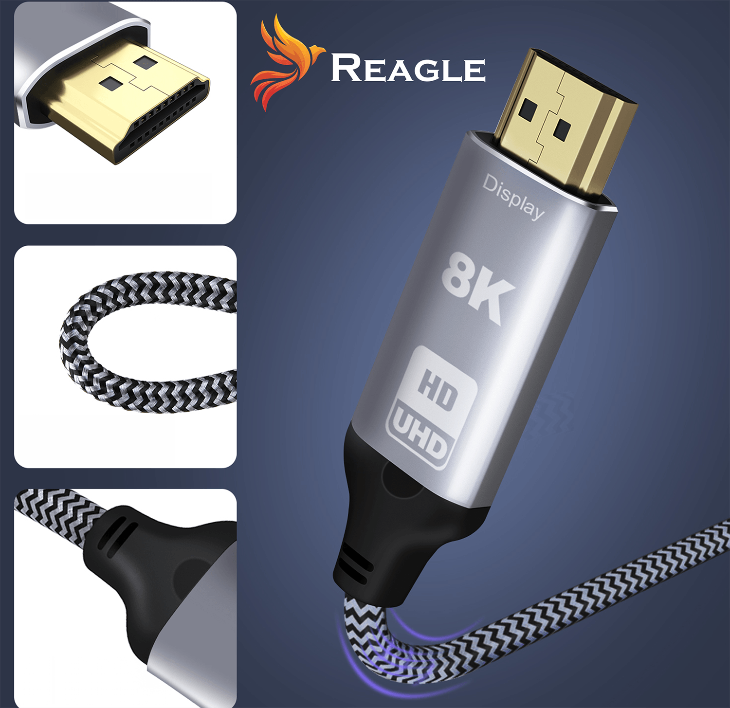 Reagle kabel DisplayPort HDMI 2m 4K 144Hz FHD 240Hz HDR