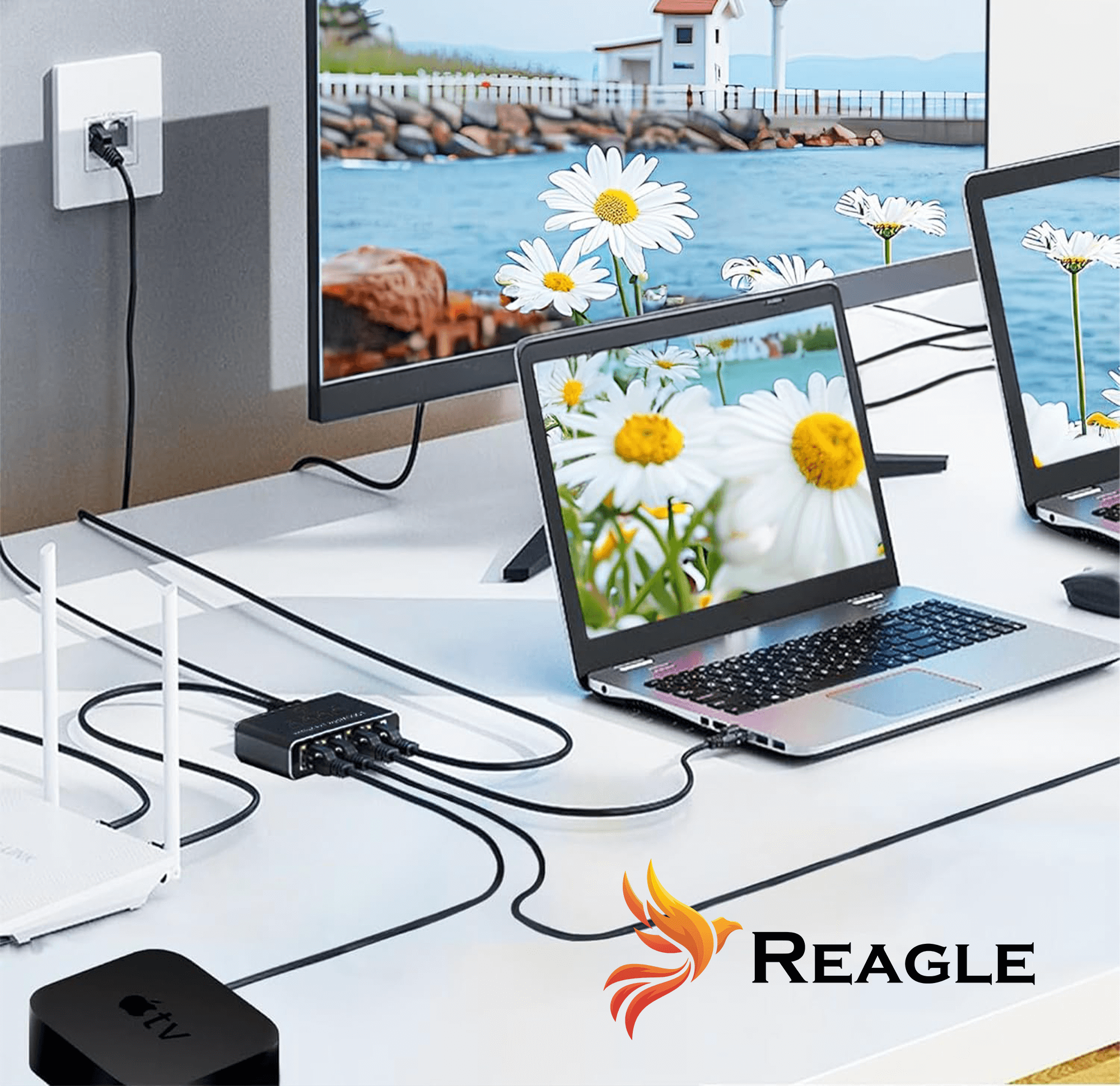 Reagle Adapter Rozdzielacz Switch Splitter LAN Ethernet RJ45 4xRJ45 1000M 1GB_1