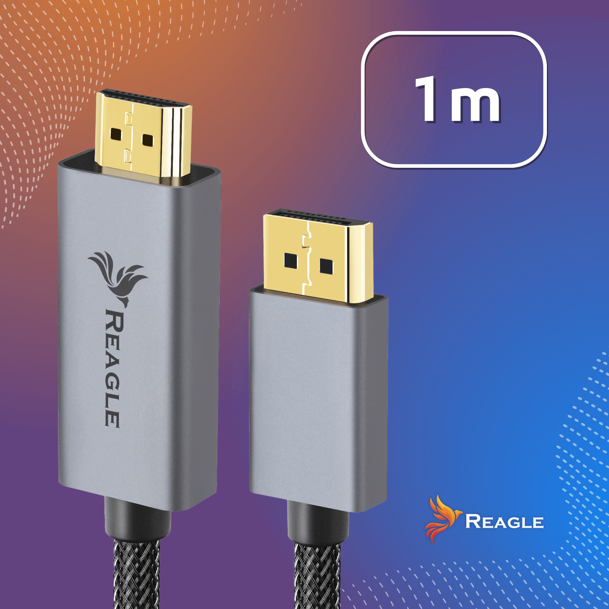 REAGLE KABEL DISPLAY PORT do HDMI DP PRO DisplayPort 4K 2K HDR PRZEWÓD 1M_3