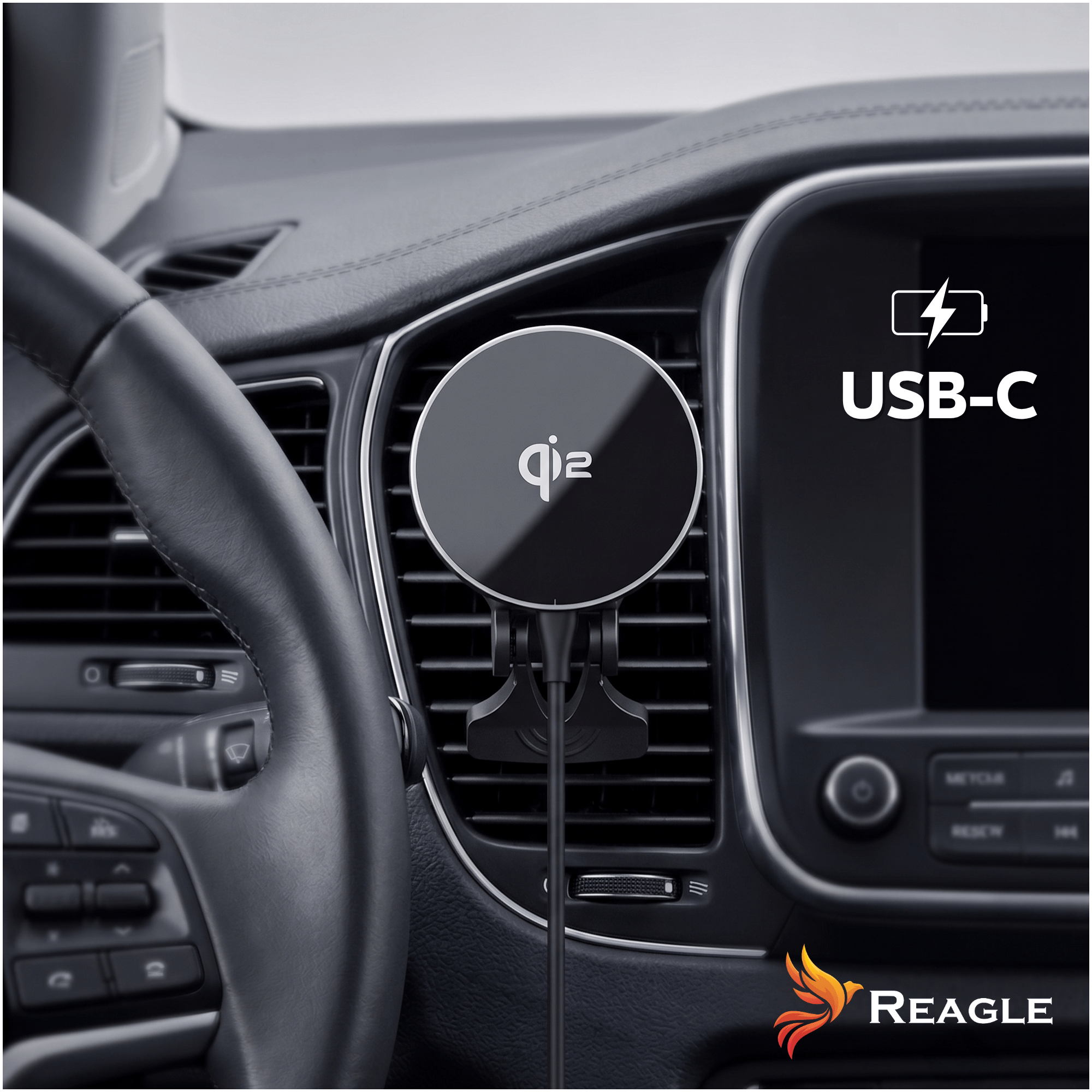 Uchwyt samochodowy Reagle MagSafe Qi2 15W