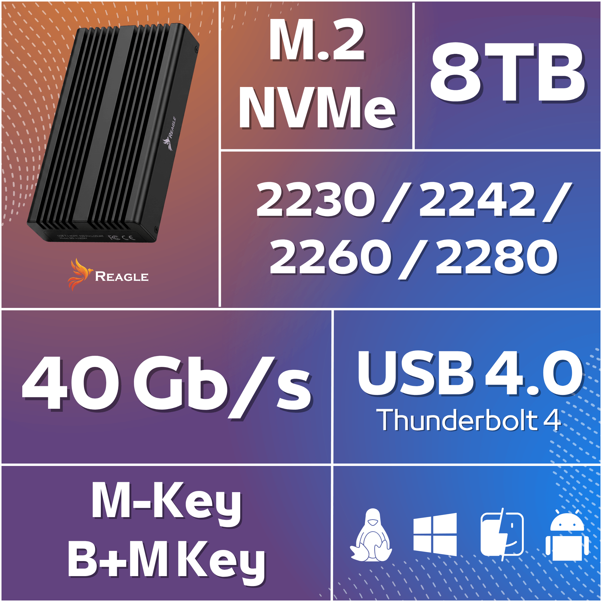 Obudowa SSD M.2 NVMe USB-C 4.0 40Gbps Thunderbolt 4