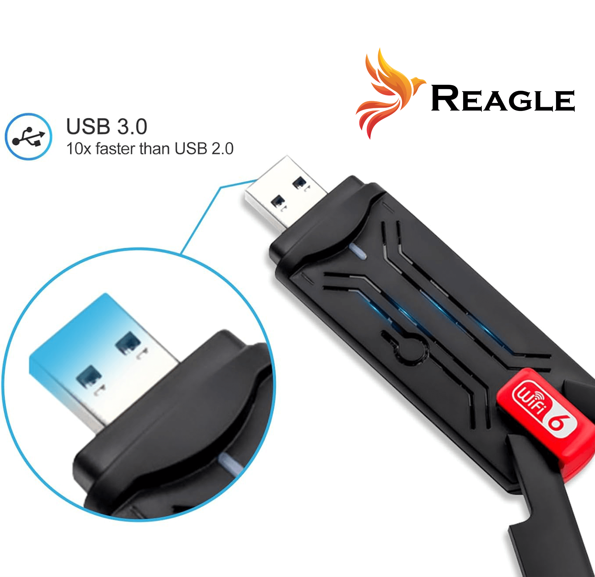 REAGLE Zewnętrzna Karta Sieciowa WI-FI Adapter USB WiFi 6 AX 1800Mbps 2,4GHz 5GHz_3