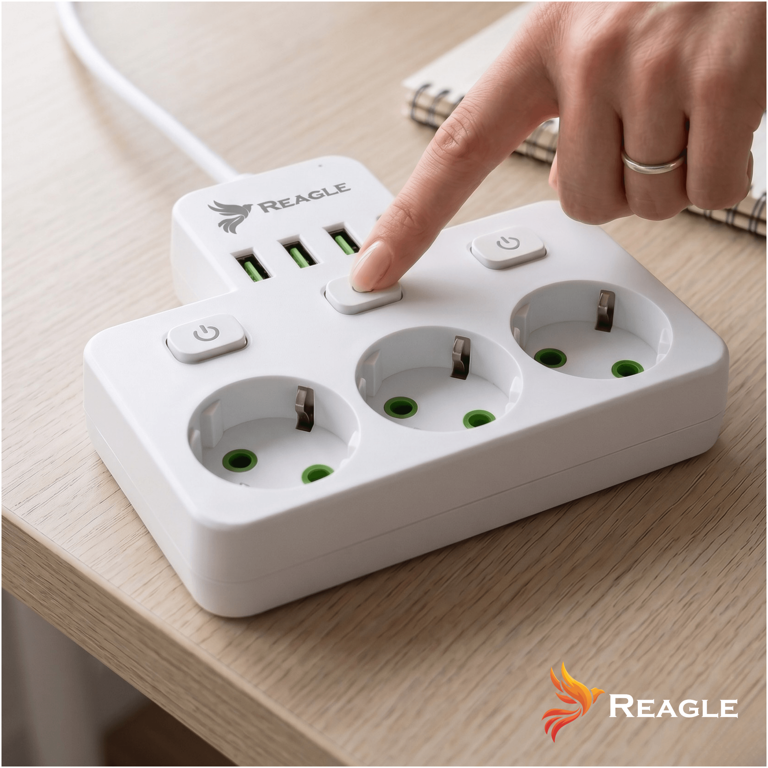 Listwa zasilająca 3 m 3 gniazda 3x USB 1x USB-C biały