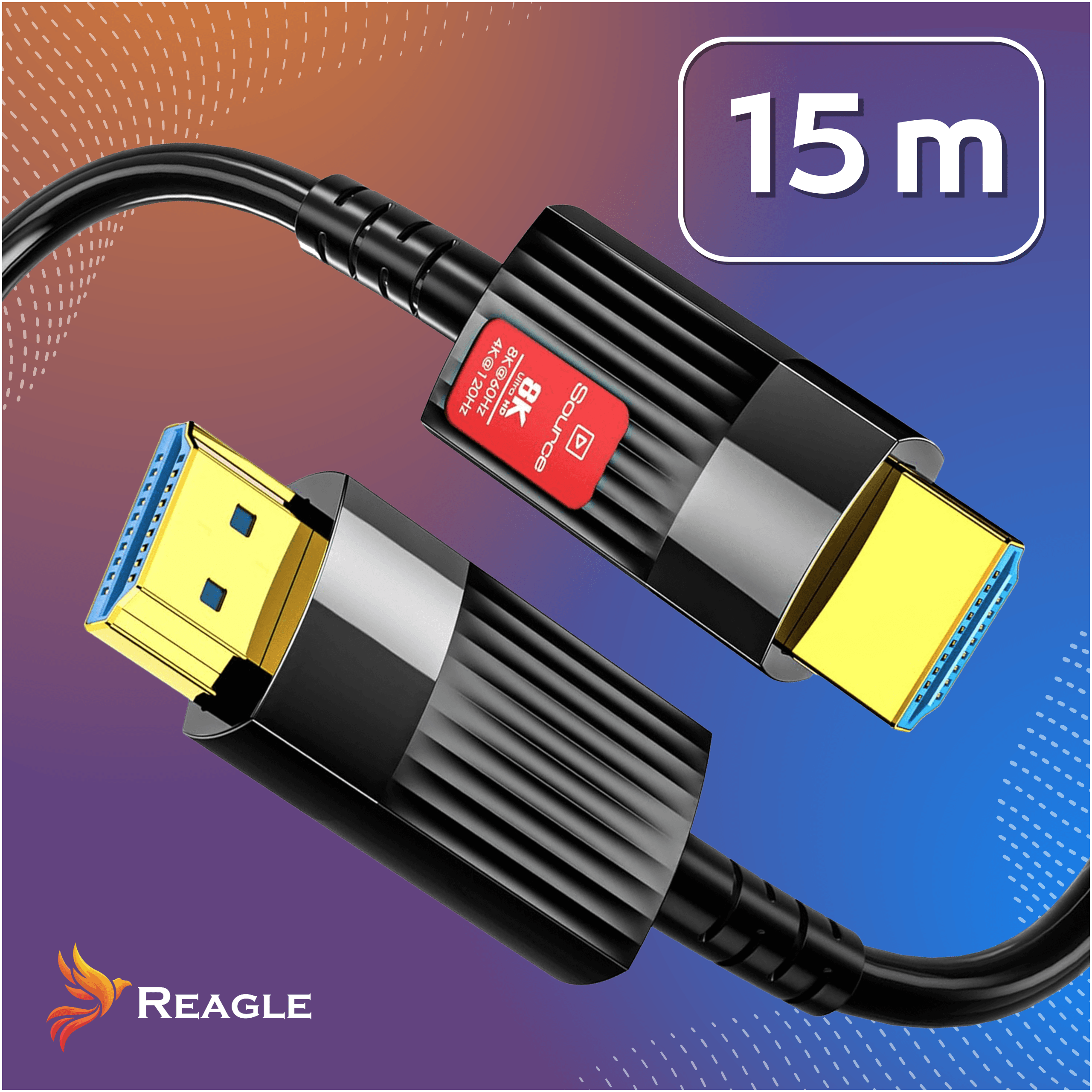 REAGLE Kabel HDMI 2.1 Optyczny 48Gbps AOC 8K 60HZ 4K 120HZ HDR Przewód 15M_3