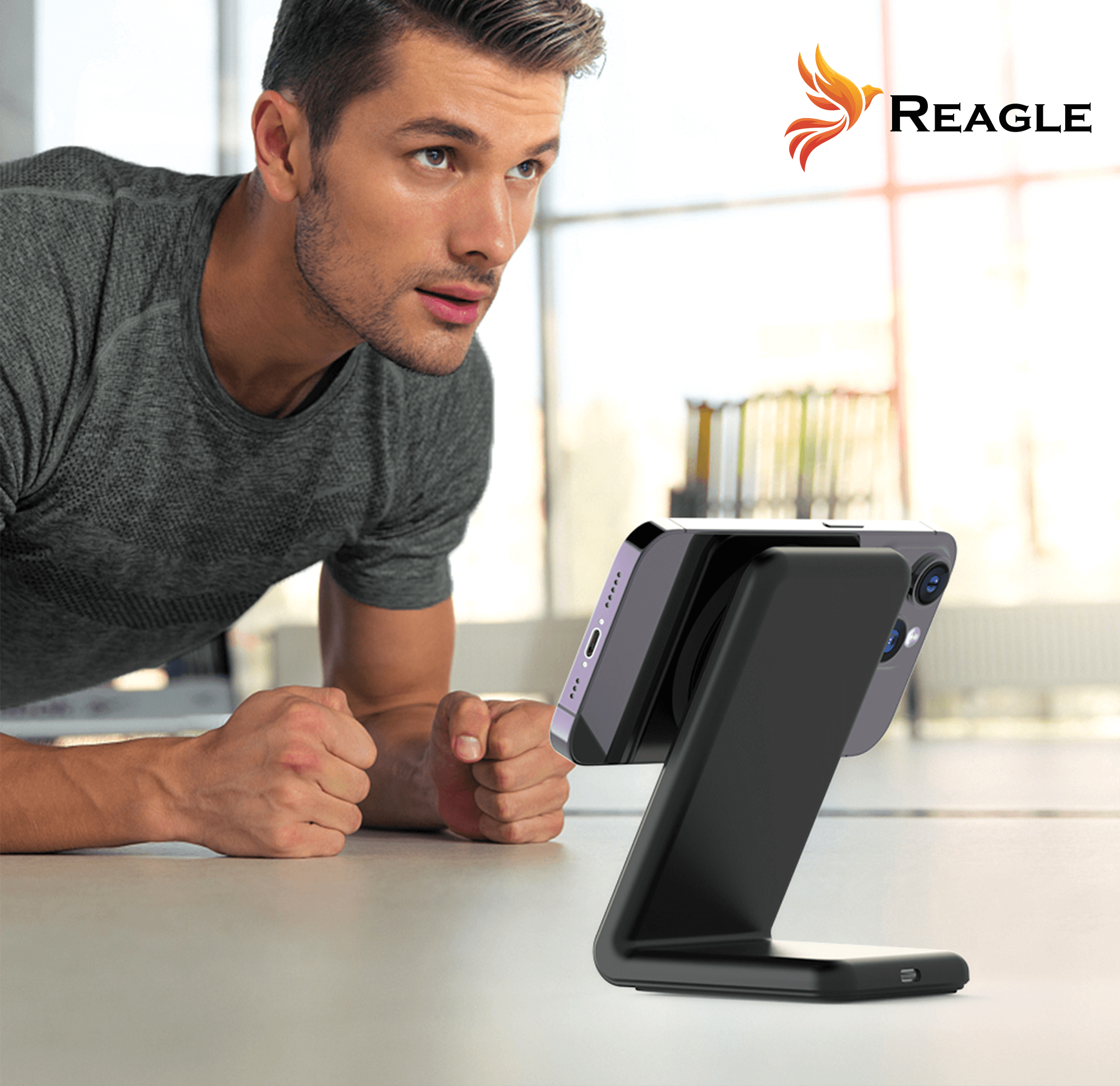 REAGLE ŁADOWARKA INDUKCYJNA BEZPRZEWODOWA 2W1 MAGSAFE QI 15W IPHONE 16, 15 AIRPODS_3