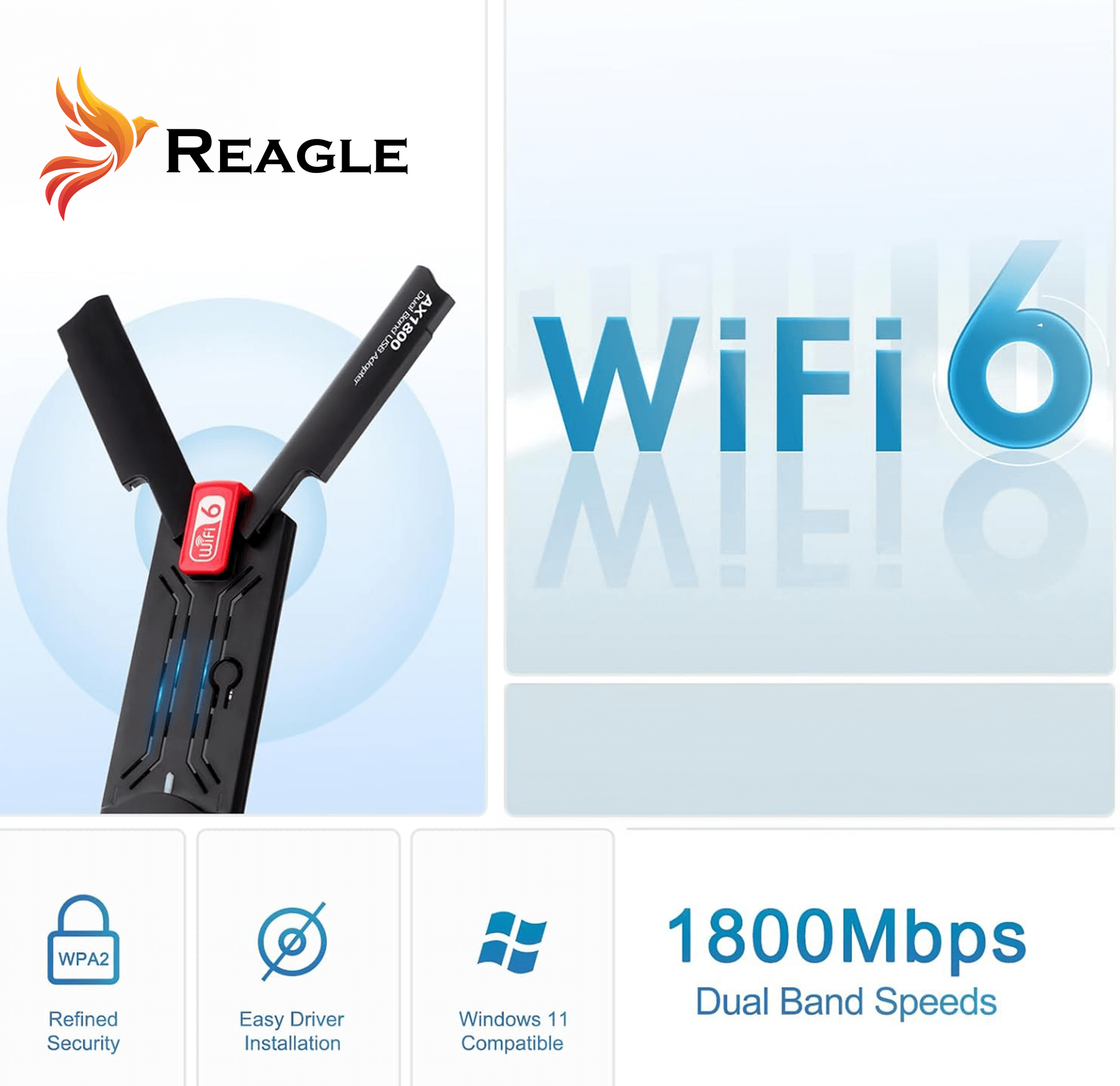 Reagle RYWU5 WiFi 6 AX1800 802.11ax USB 3.0