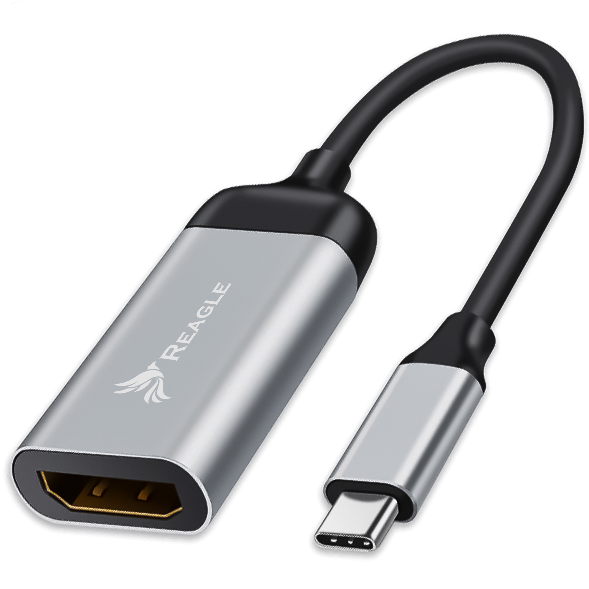 Reagle RYCH5 srebrno-czarny adapter USB-C męskie do HDMI żeńskie 4K 60 Hz z przewodem 10 cm