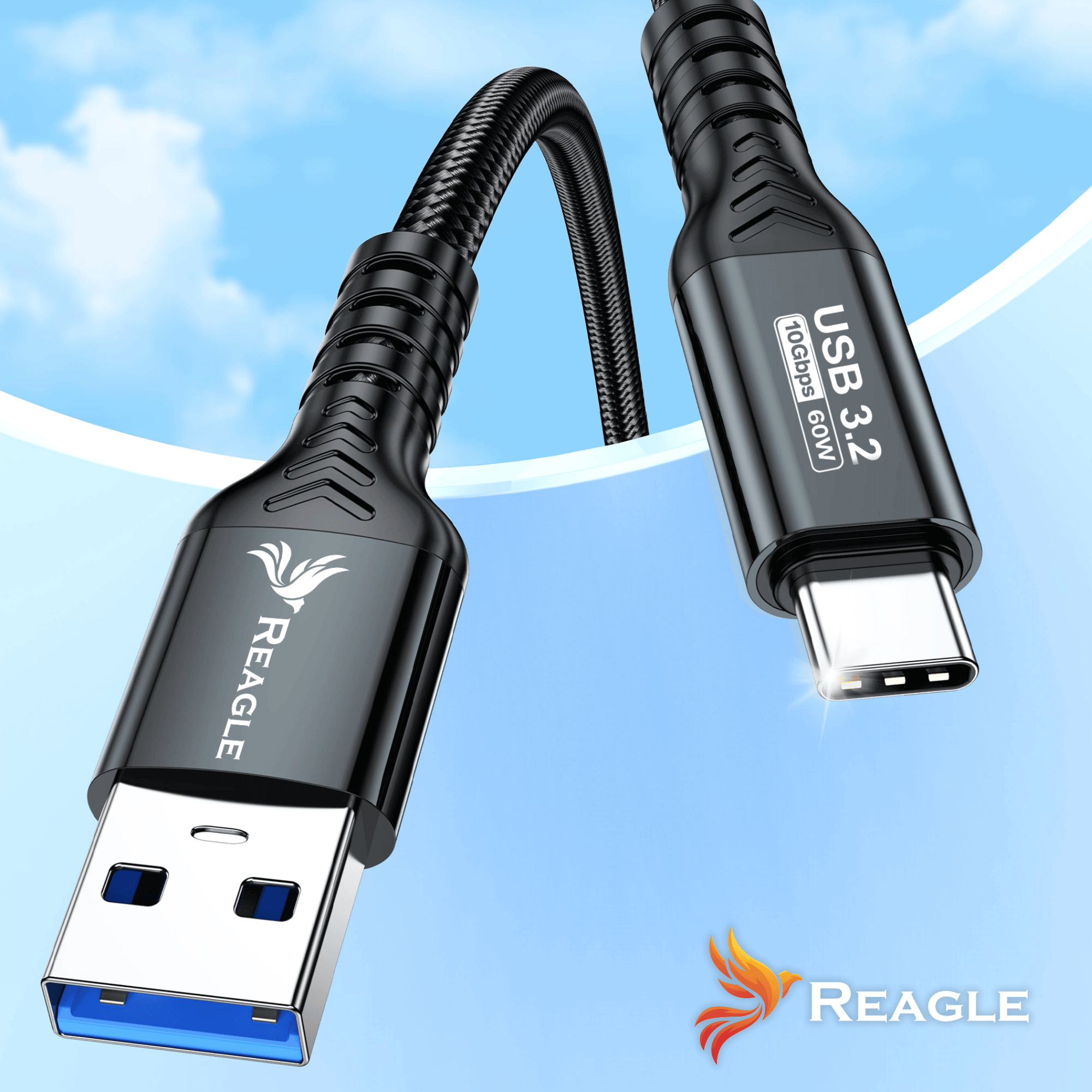 Reagle RUCA500P nylonowy oplot kabel USB-C 5m czarny