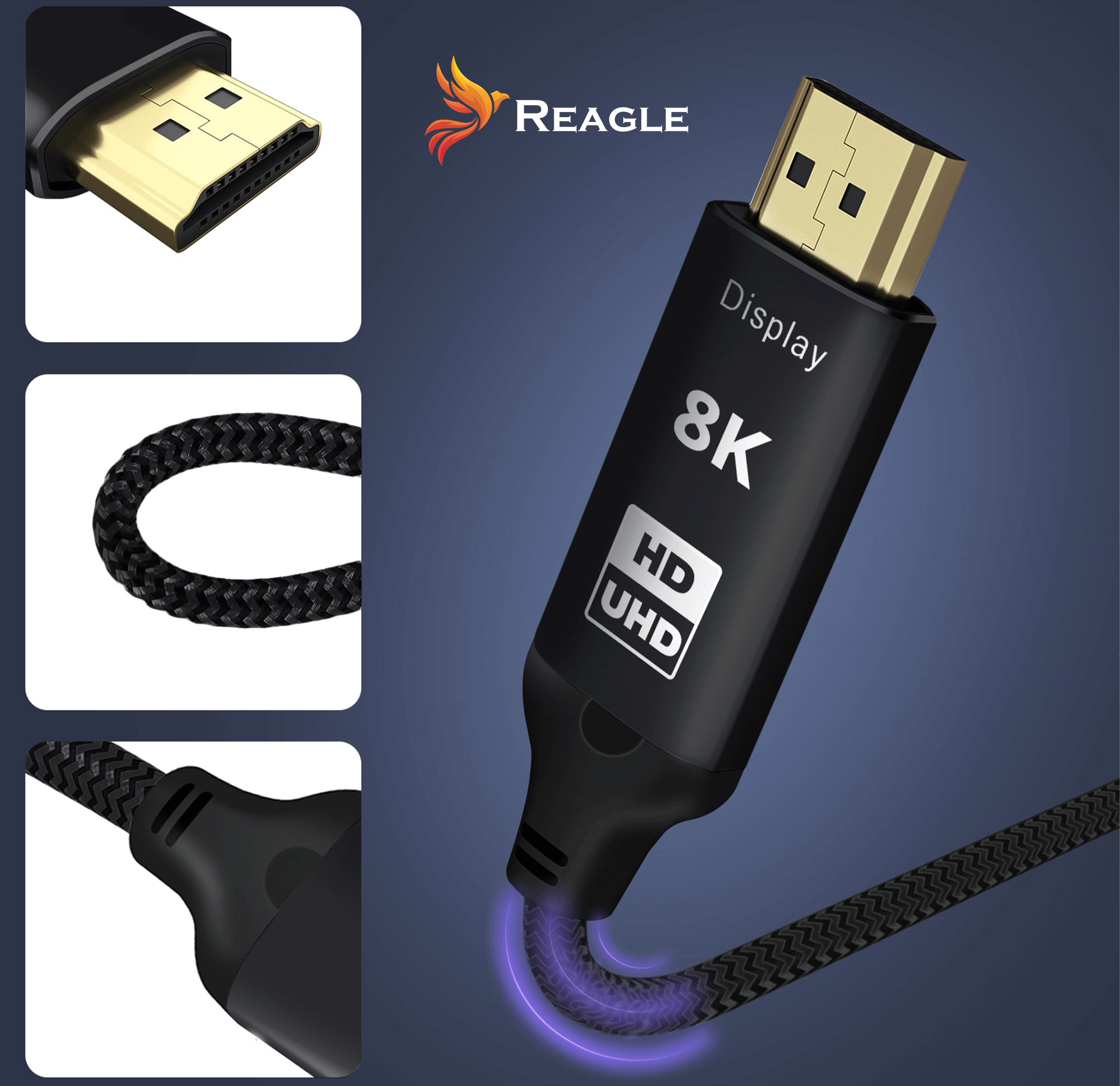Reagle Display Port zu HDMI DP DisplayPort Kabel 8K@60Hz 4k@144Hz 1M_3