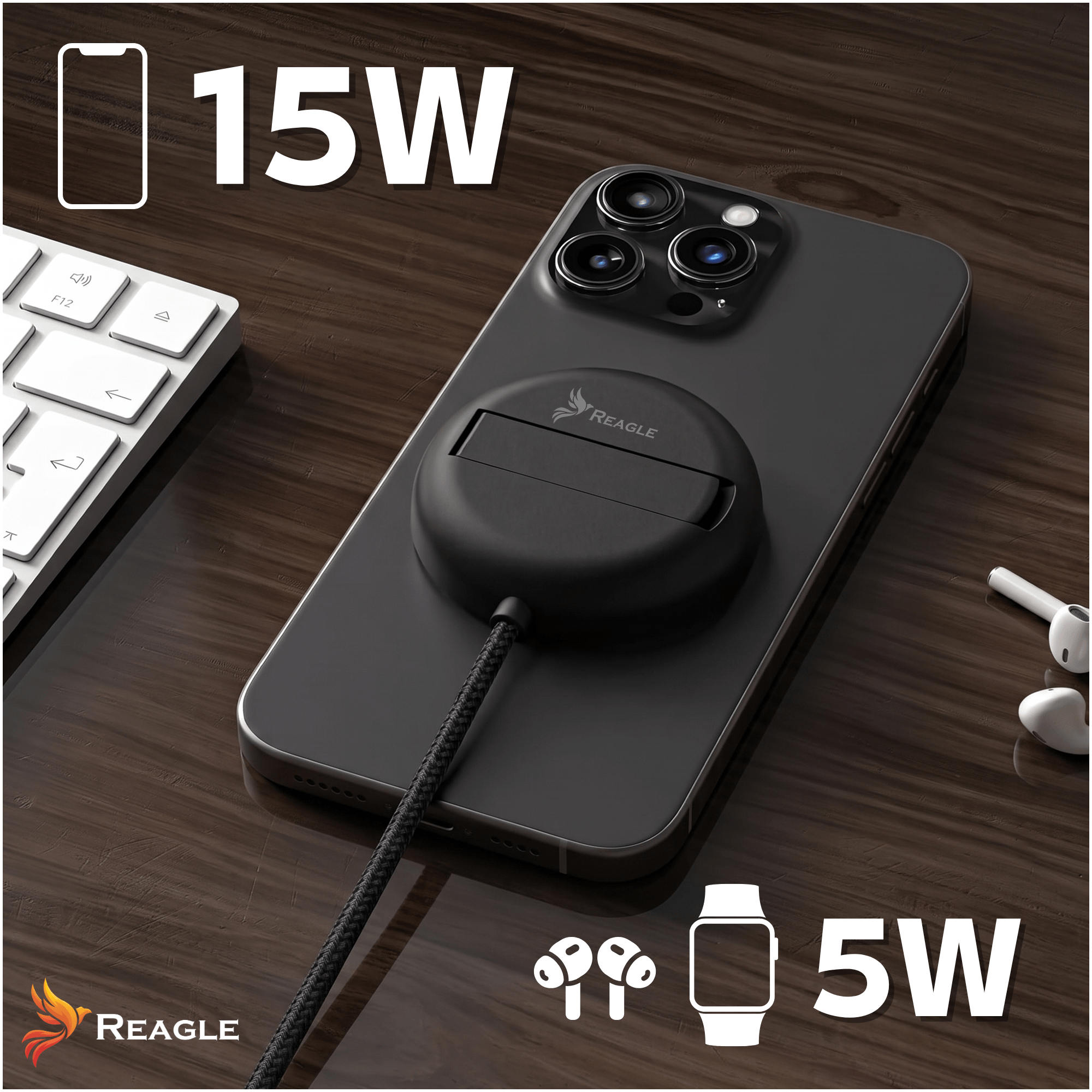 Ładowarka indukcyjna MagSafe / Qi2 15 W USB-C do Apple i Samsung