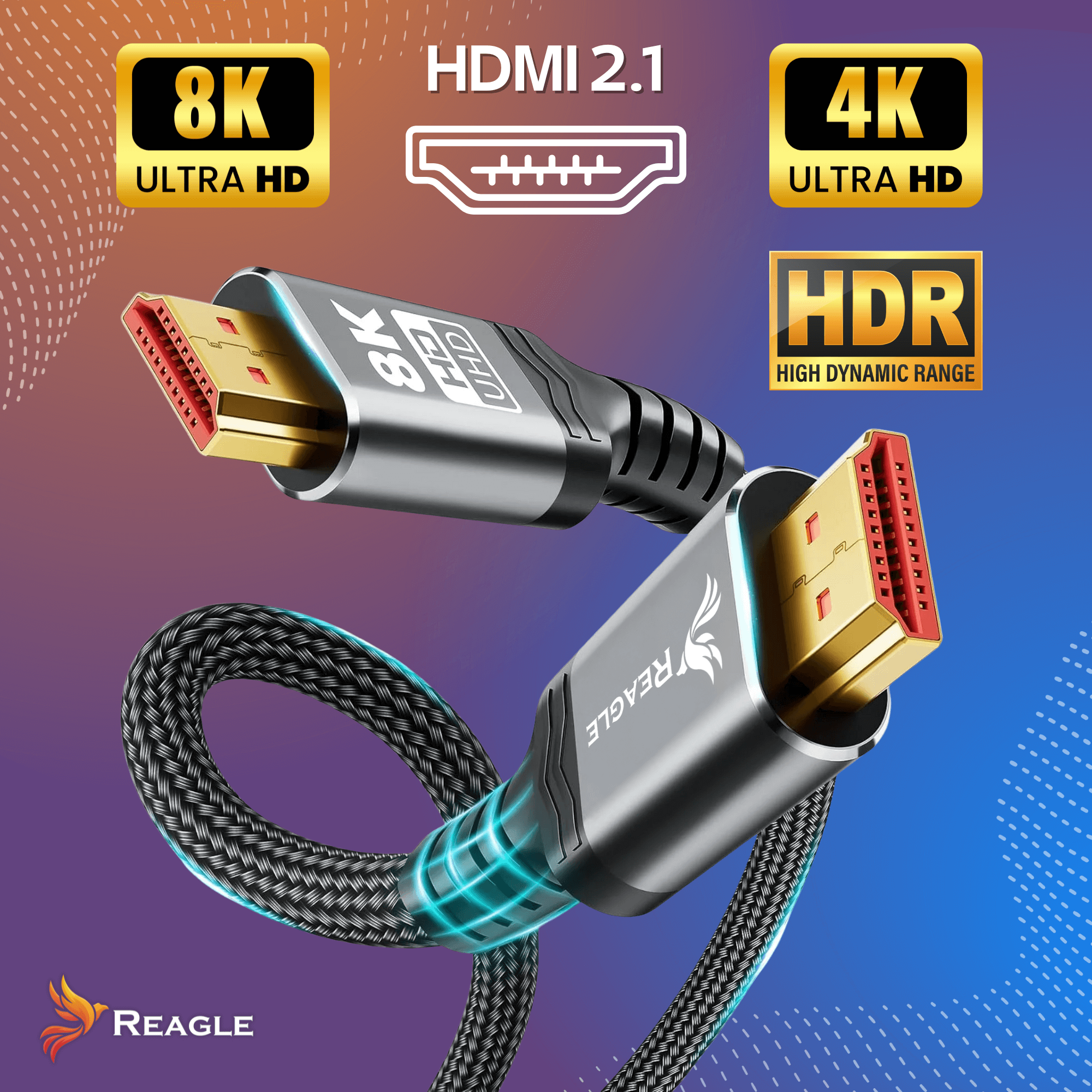 Kabel HDMI 2.1 8K 4K 144Hz 120Hz UHD eARC VRR HDR 48Gbps Przewód TV XBOX 1M_2