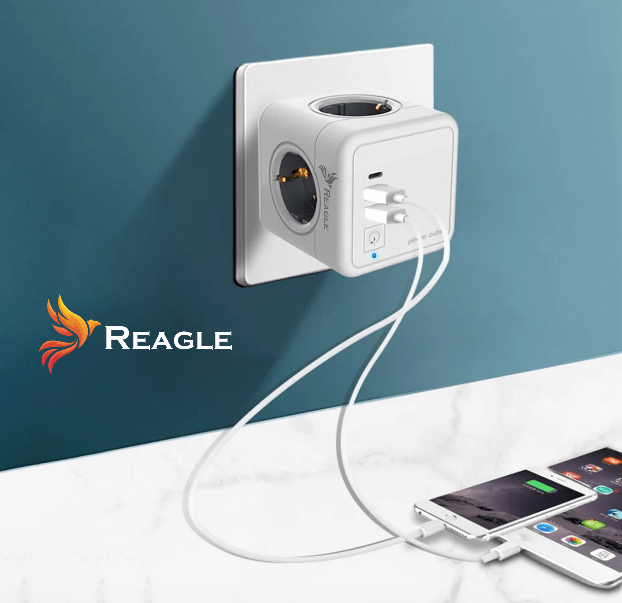 REAGLE KOSTKA LISTWA 1,5M 4x GNIAZDA 2x USB-A + 1x USB-C 5V 3.1A ZASILAJĄCA_2