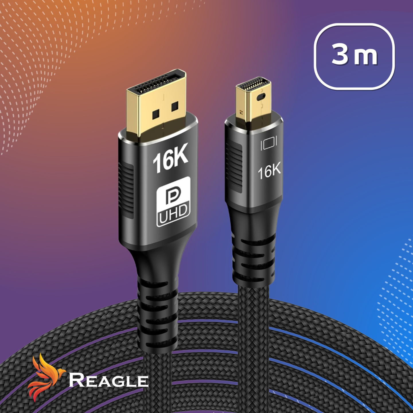Reagle Kabel mini DisplayPort DP 1.4 PRO 8K 4K 144Hz THUNDERBOLT 3M_3